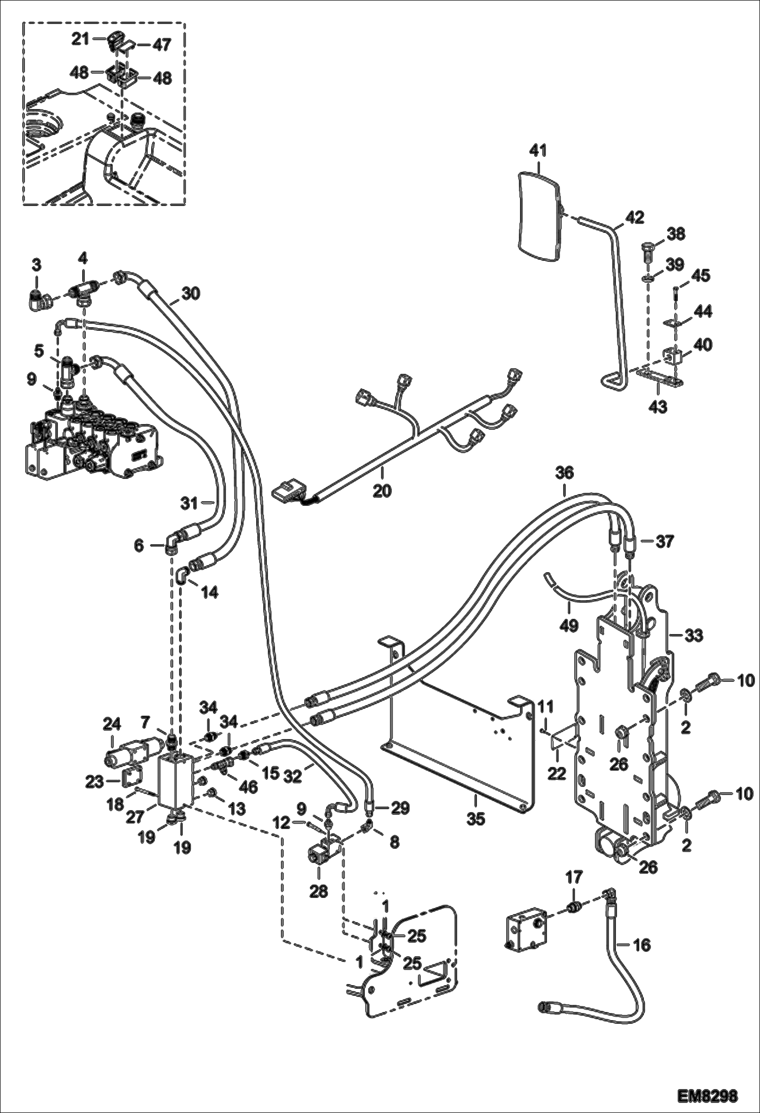 Схема запчастей Bobcat T3571L - REAR HYDRAULIC HOOK INSTALLATION (S/N A8HF15000 & Above, A8H615000 & Above) ACCESSORIES & OPTIONS