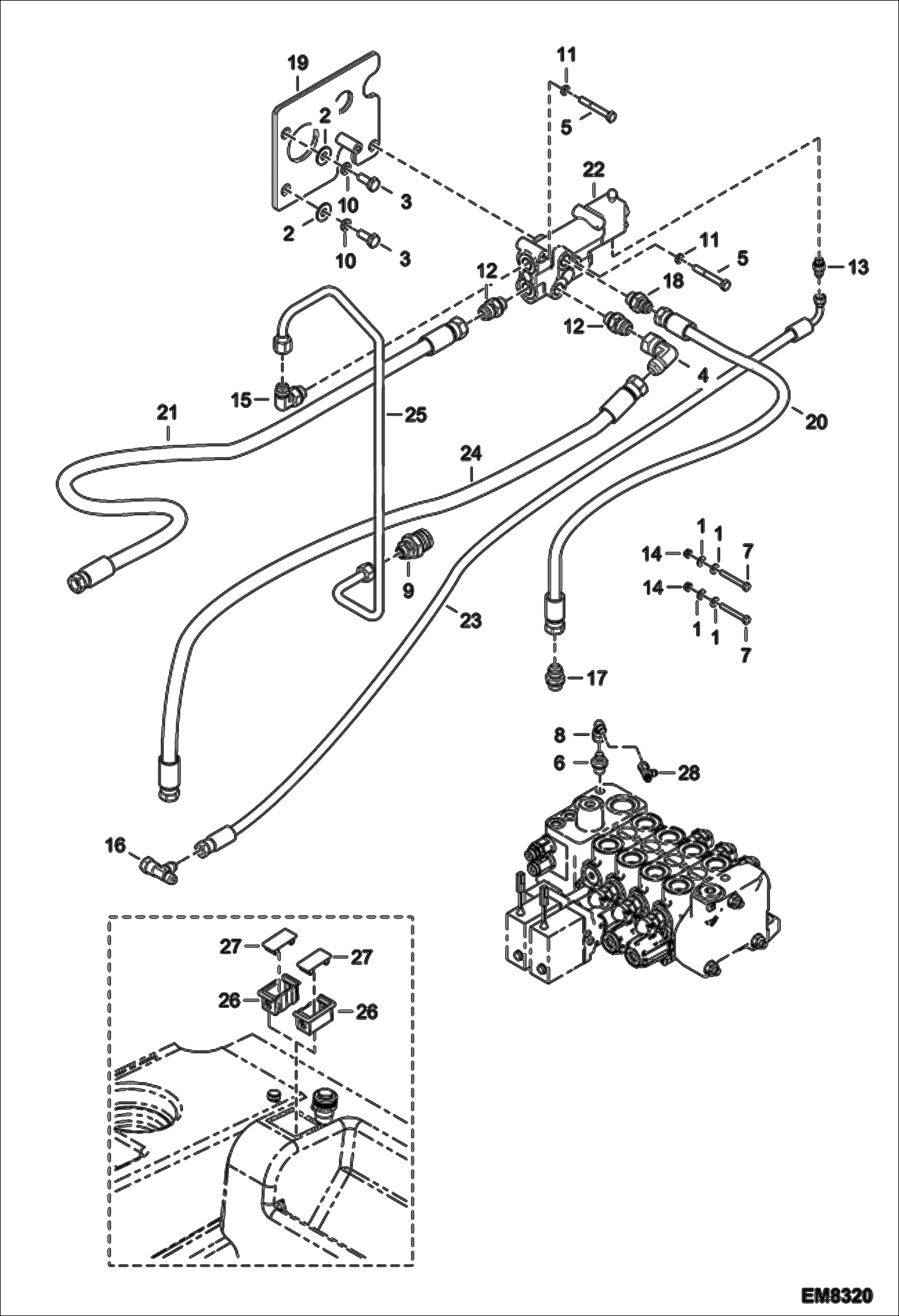 Схема запчастей Bobcat T35120L - TRAILER BRAKE (S/N A8GV15000 & Above, A8GJ15000 & Above) ACCESSORIES & OPTIONS
