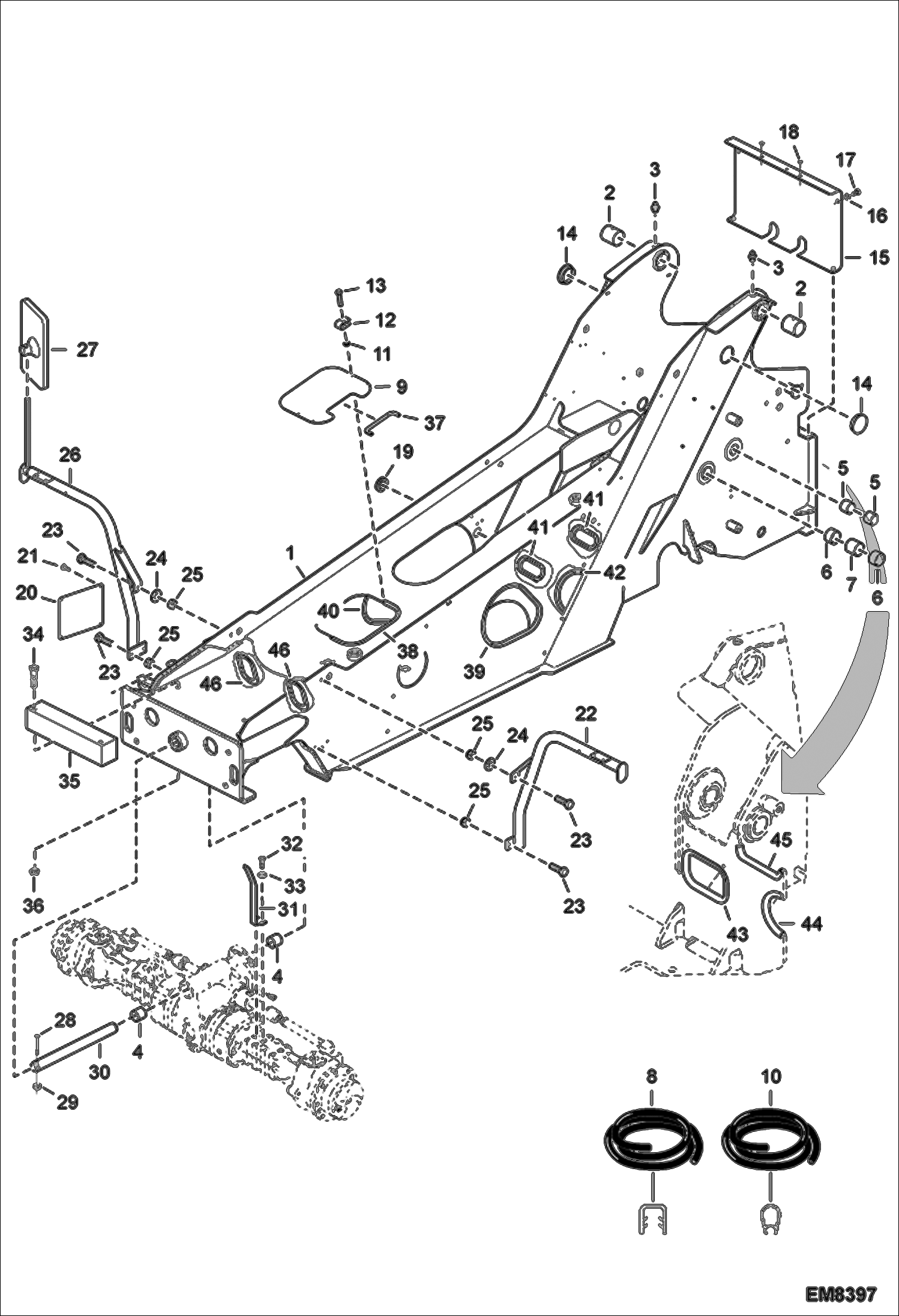 Схема запчастей Bobcat T35120SL - FRAME (S/N A8GS11001 - 12999) MAIN FRAME