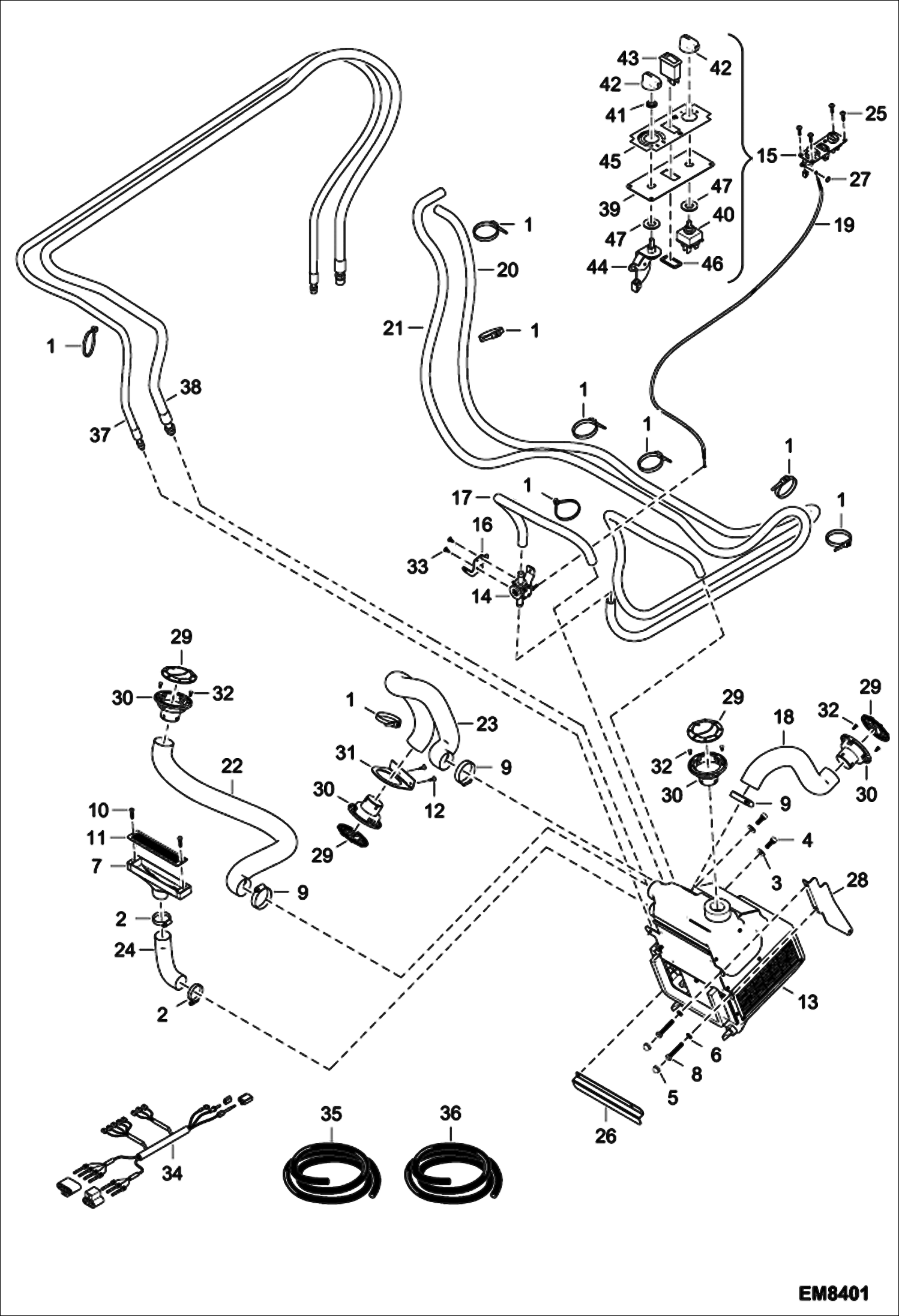 Схема запчастей Bobcat T35120SL - AIR CONDITIONING (Cab Side) (S/N A8GJ13000 & Above, A8GV13000 & Above) MAIN FRAME