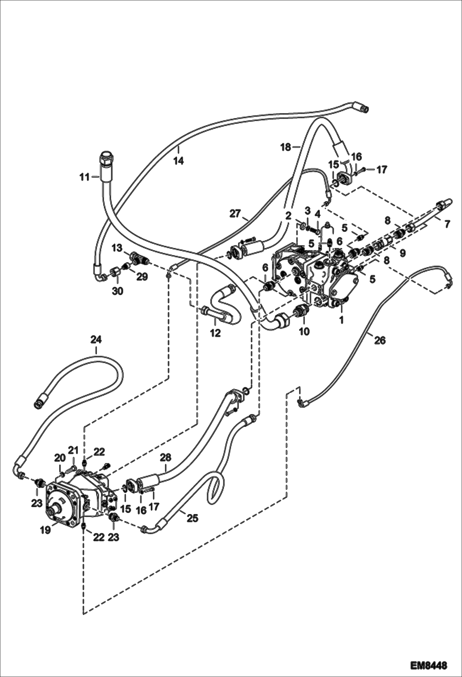 Схема запчастей Bobcat T3571 - HYDROSTATIC HOSES AND FITTINGS HYDROSTATIC SYSTEM
