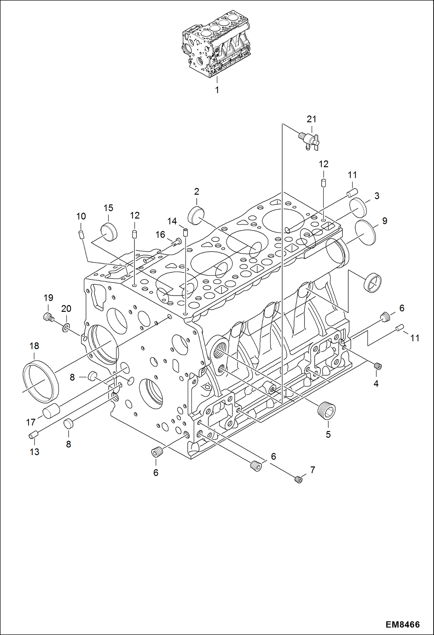 Схема запчастей Bobcat S-Series - CRANKCASE POWER UNIT