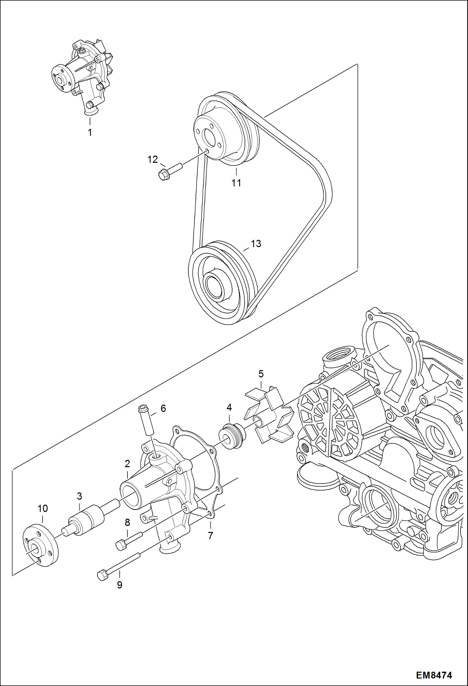 Схема запчастей Bobcat S-Series - WATER PUMP POWER UNIT