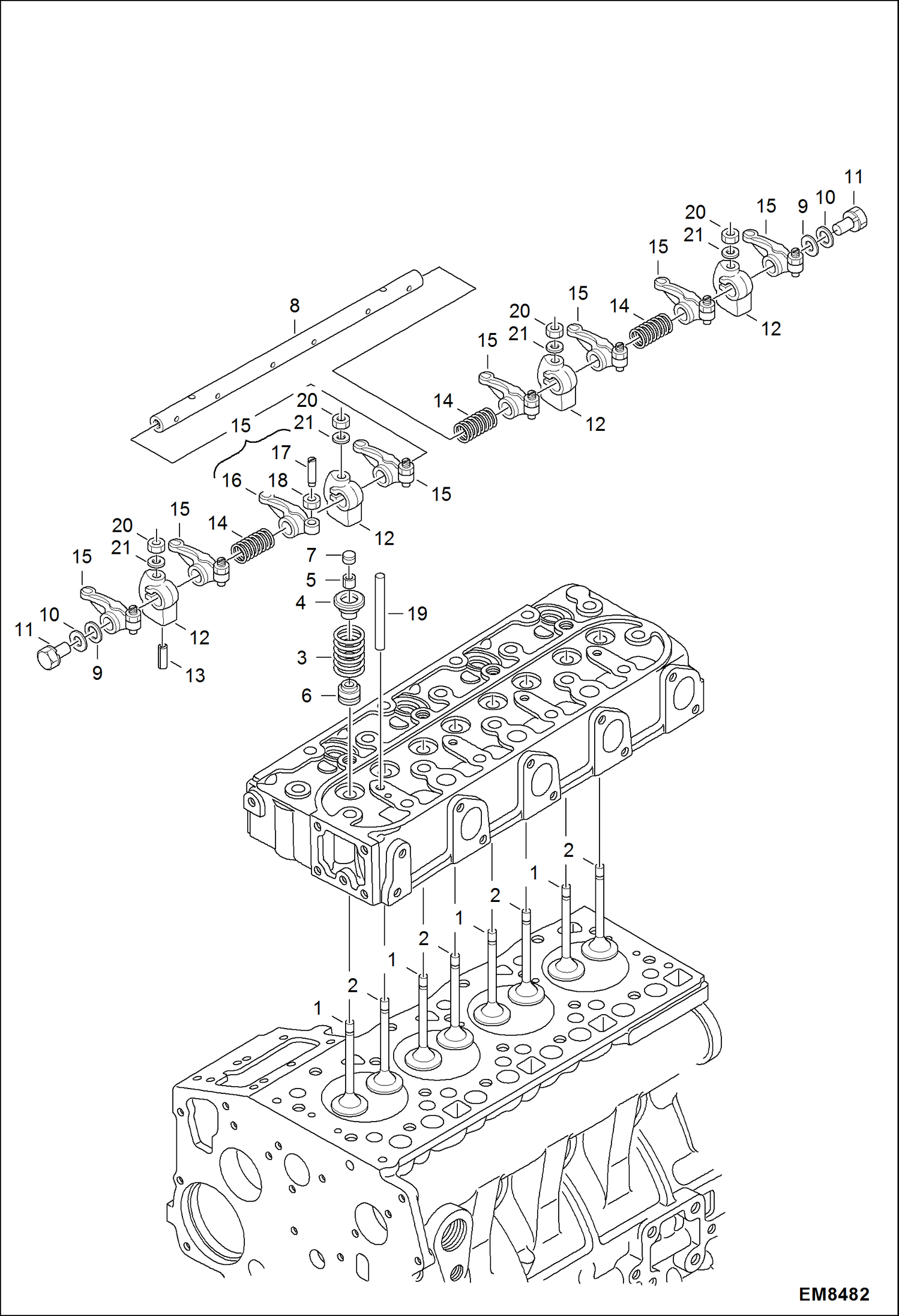 Схема запчастей Bobcat S-Series - VALVES & ROCKER ARM POWER UNIT