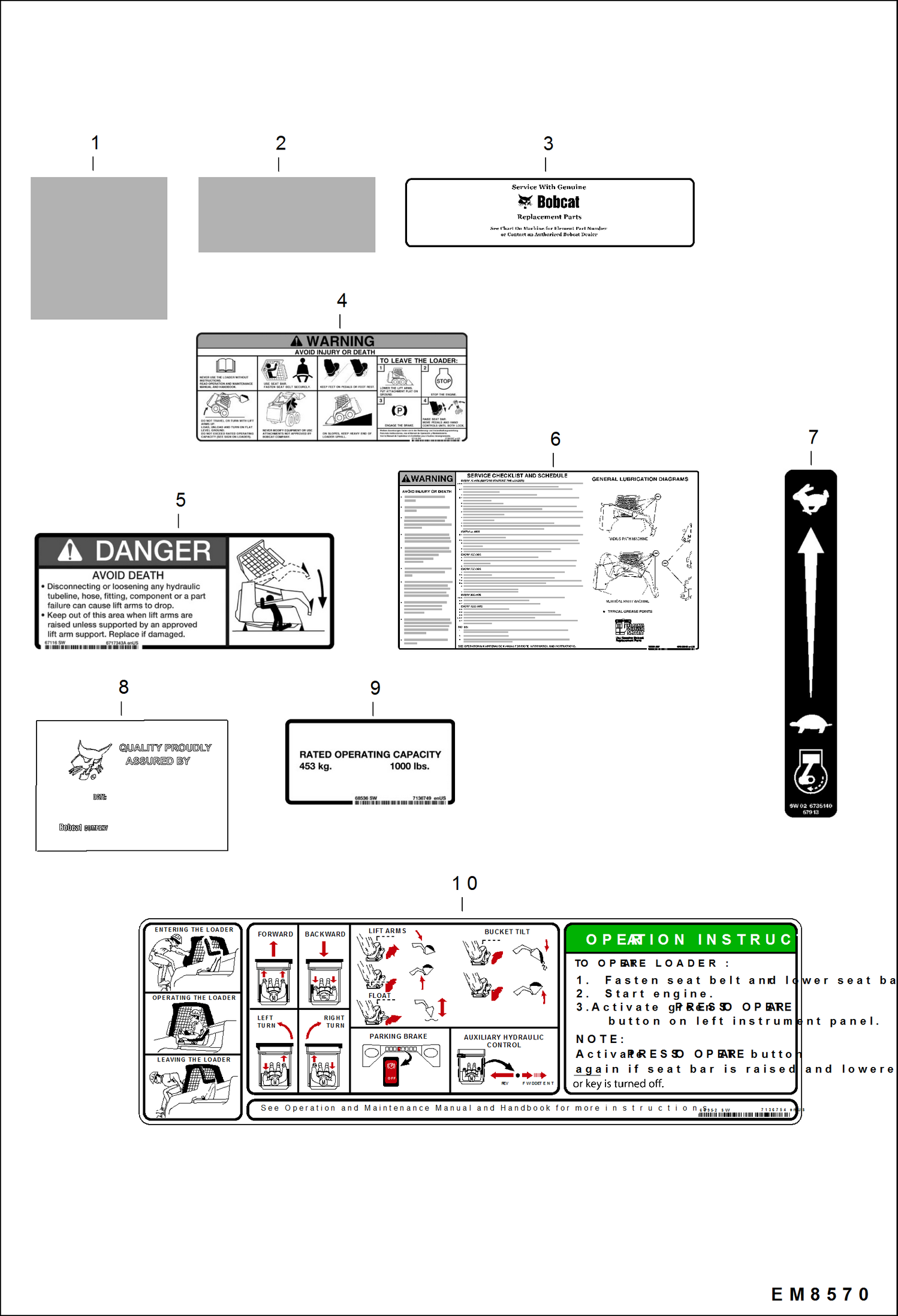 Схема запчастей Bobcat S-Series - DECALS (Inside) ACCESSORIES & OPTIONS