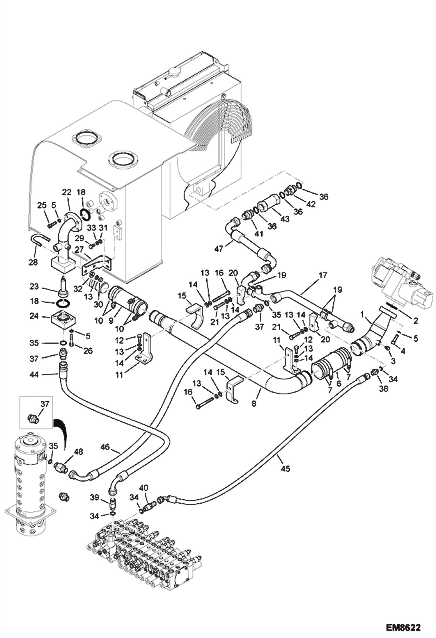 Схема запчастей Bobcat E55W - HYDRAULIC CIRCUITRY (Supply & Return) HYDRAULIC SYSTEM