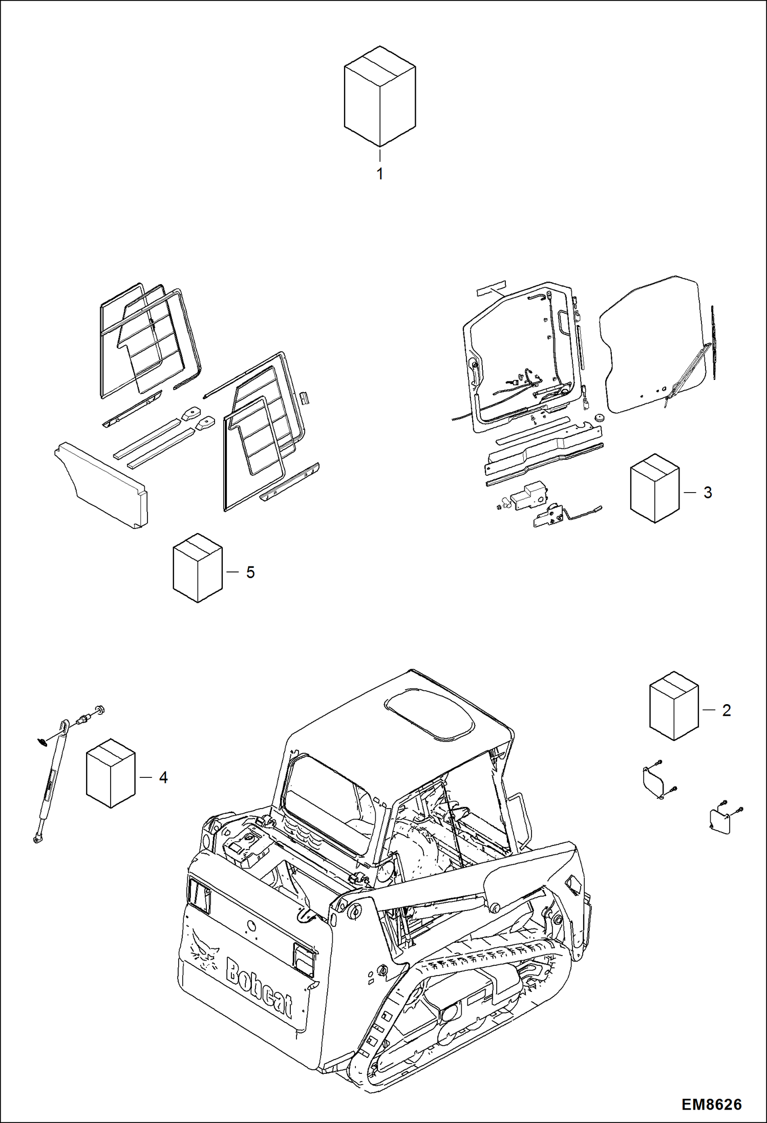 Схема запчастей Bobcat T-Series - CAB ENCLOSURE KIT (Standard) (AE0H11001 & Above) ACCESSORIES & OPTIONS