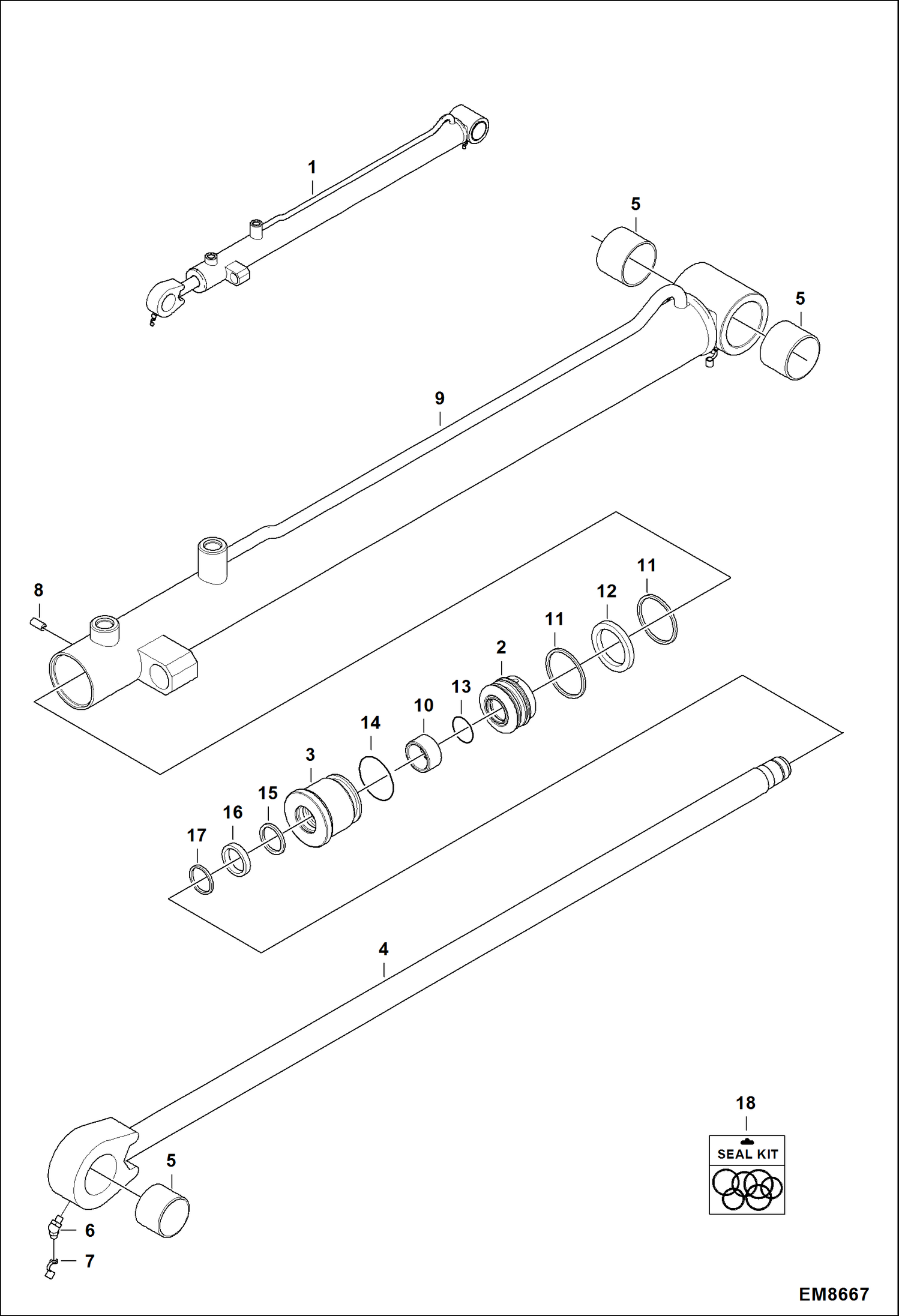 Схема запчастей Bobcat TL470 - SELF LEVELING CYLINDER HYDRAULIC SYSTEM