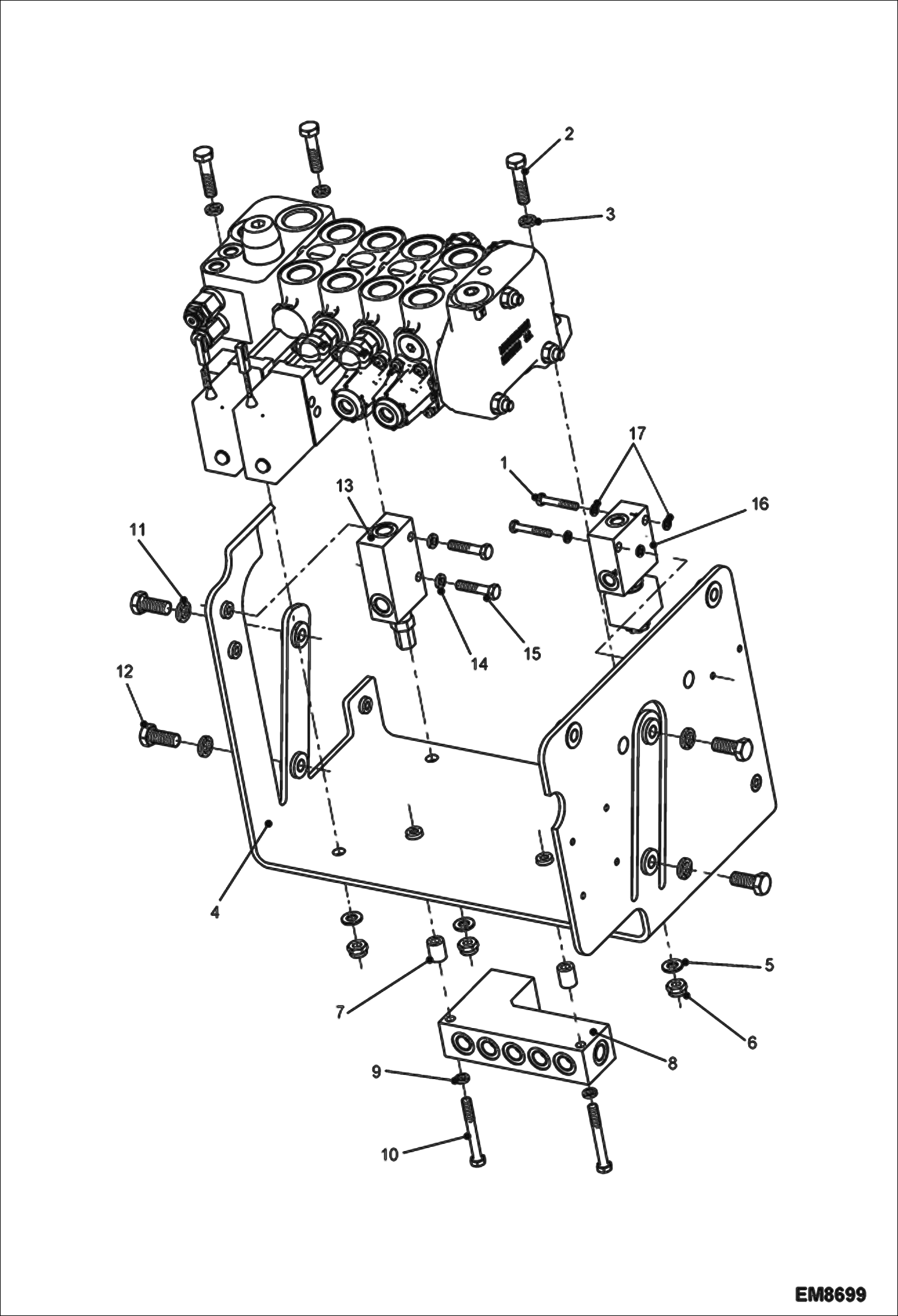 Схема запчастей Bobcat T2556 - HYDRAULIC CONTROL VALVE FIXATION HYDRAULIC SYSTEM