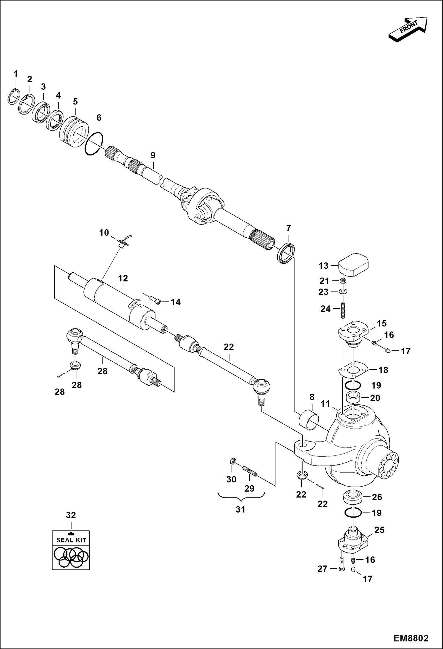 Схема запчастей Bobcat TL470 - FRONT AXLE (Steering) DRIVE SYSTEM