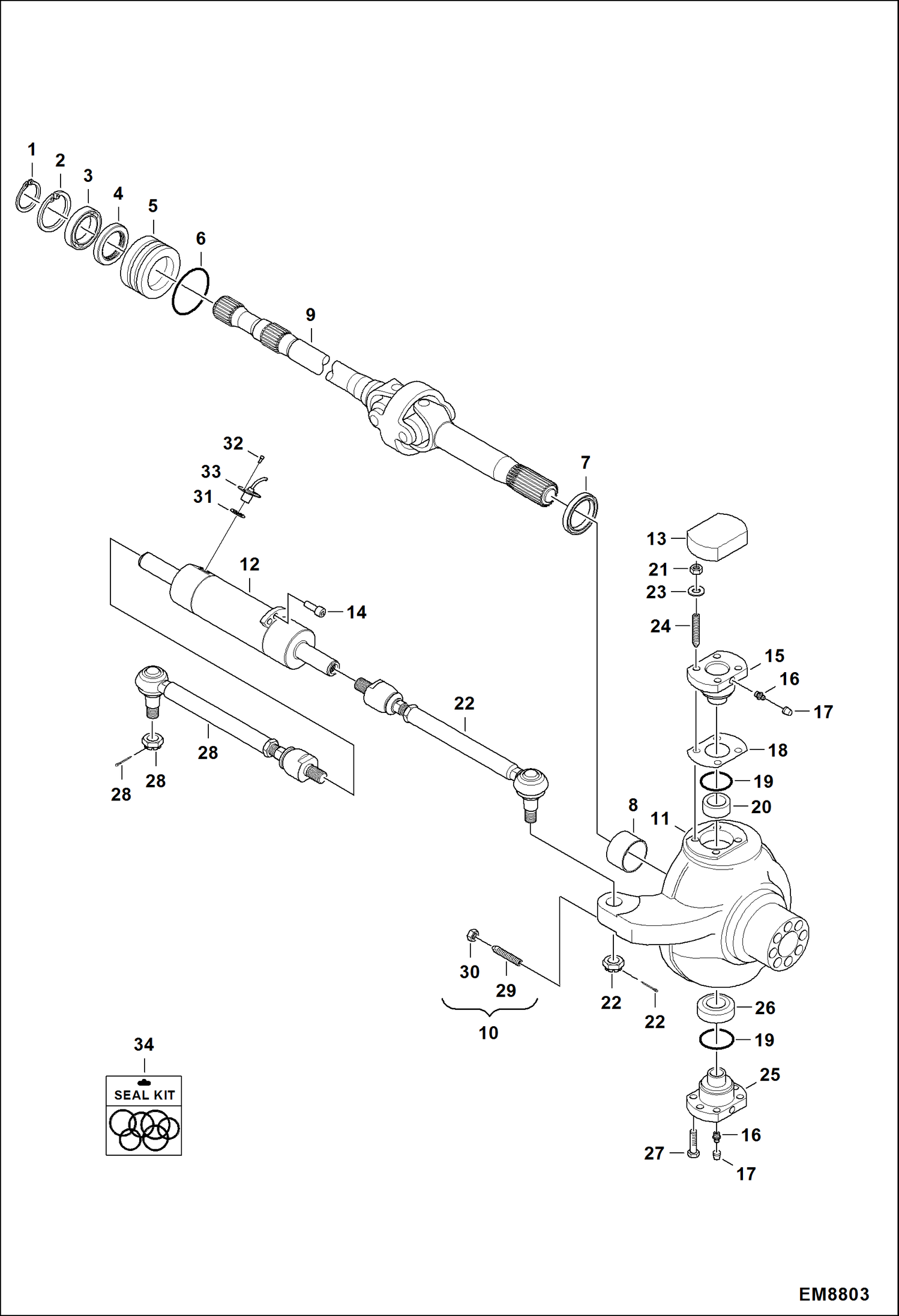 Схема запчастей Bobcat TL470 - REAR AXLE (Steering) DRIVE SYSTEM