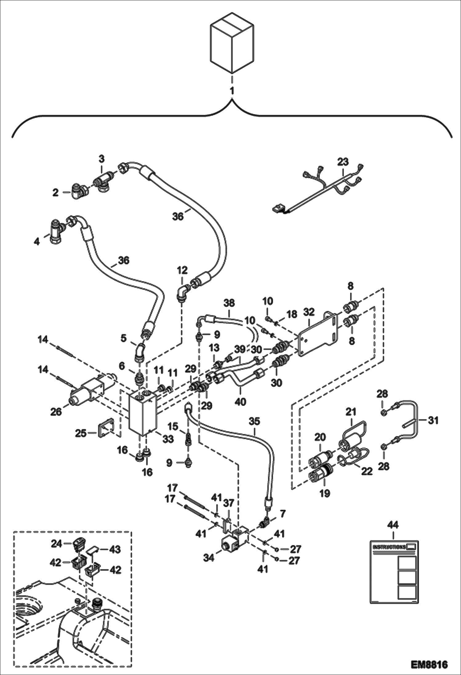 Схема запчастей Bobcat T35100L - REAR AUXILIARY HYDRAULICS KIT (S/N A8HD11001 - 14999, A8GW11001 - 14999, A8GT11001 - 14999) ACCESSORIES & OPTIONS
