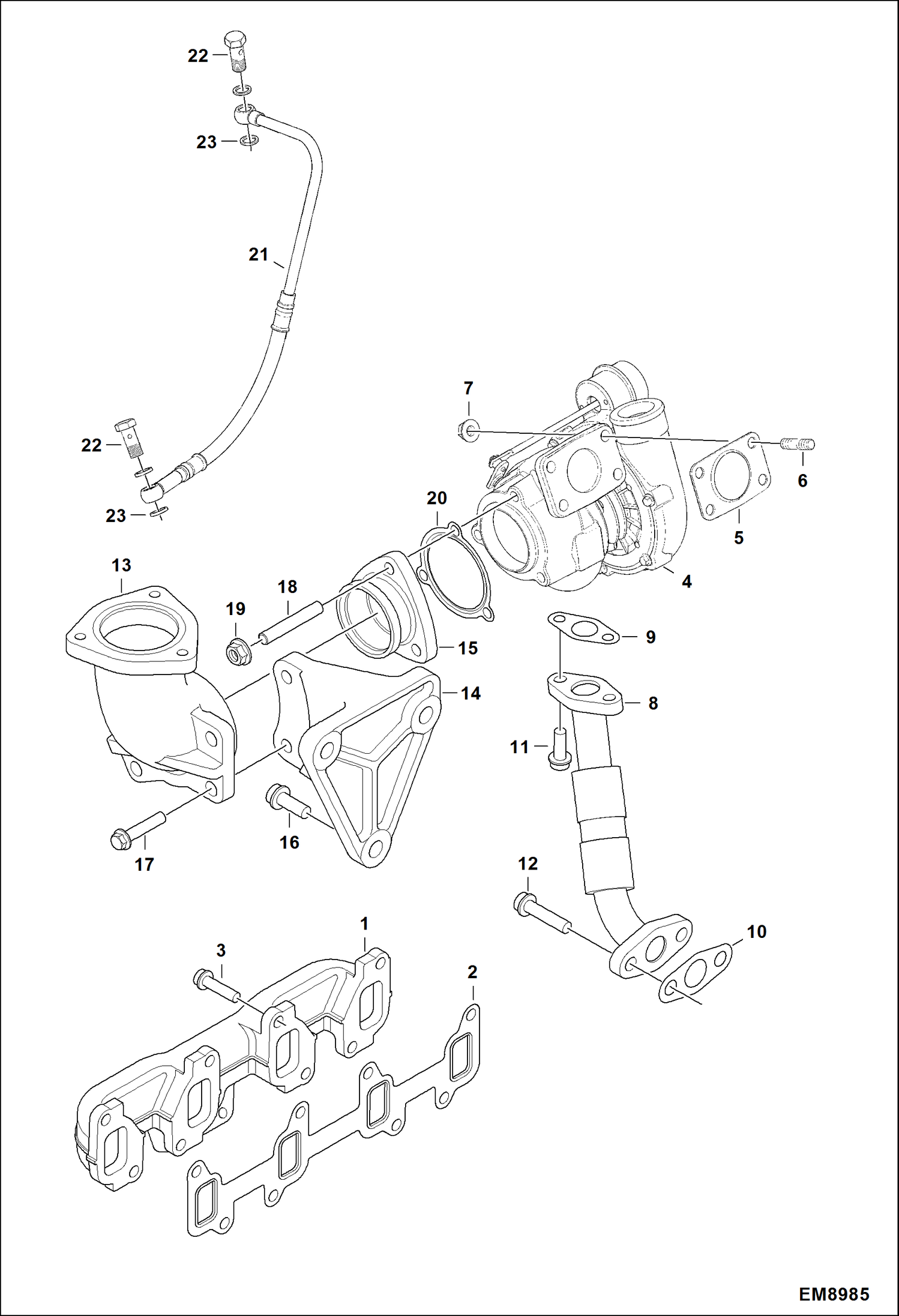 Схема запчастей Bobcat T40140 - TURBOCHARGER POWER UNIT