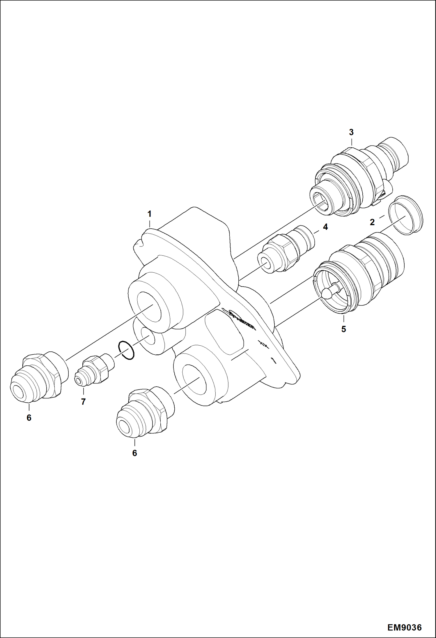 Схема запчастей Bobcat TL360 - COUPLER BLOCK HYDRAULIC SYSTEM