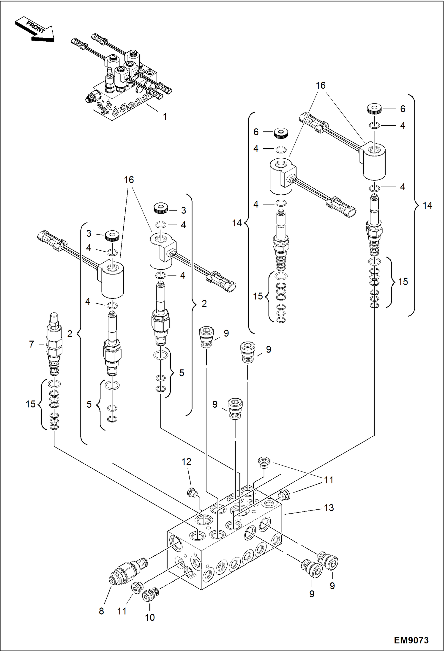 Схема запчастей Bobcat 324 - VALVE ASSY (Manifold) (Model 104003WAL27) HYDRAULIC SYSTEM