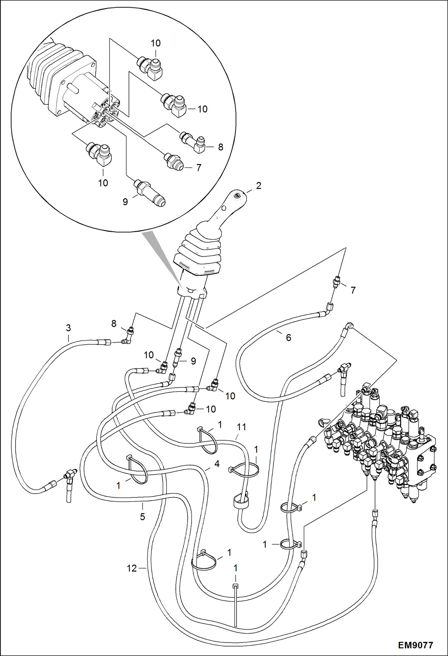 Схема запчастей Bobcat 418 - HYDRAULIC CIRCUITRY (Pilot, LH Joystick) (S/N AB4711453 - AB47) HYDRAULIC SYSTEM