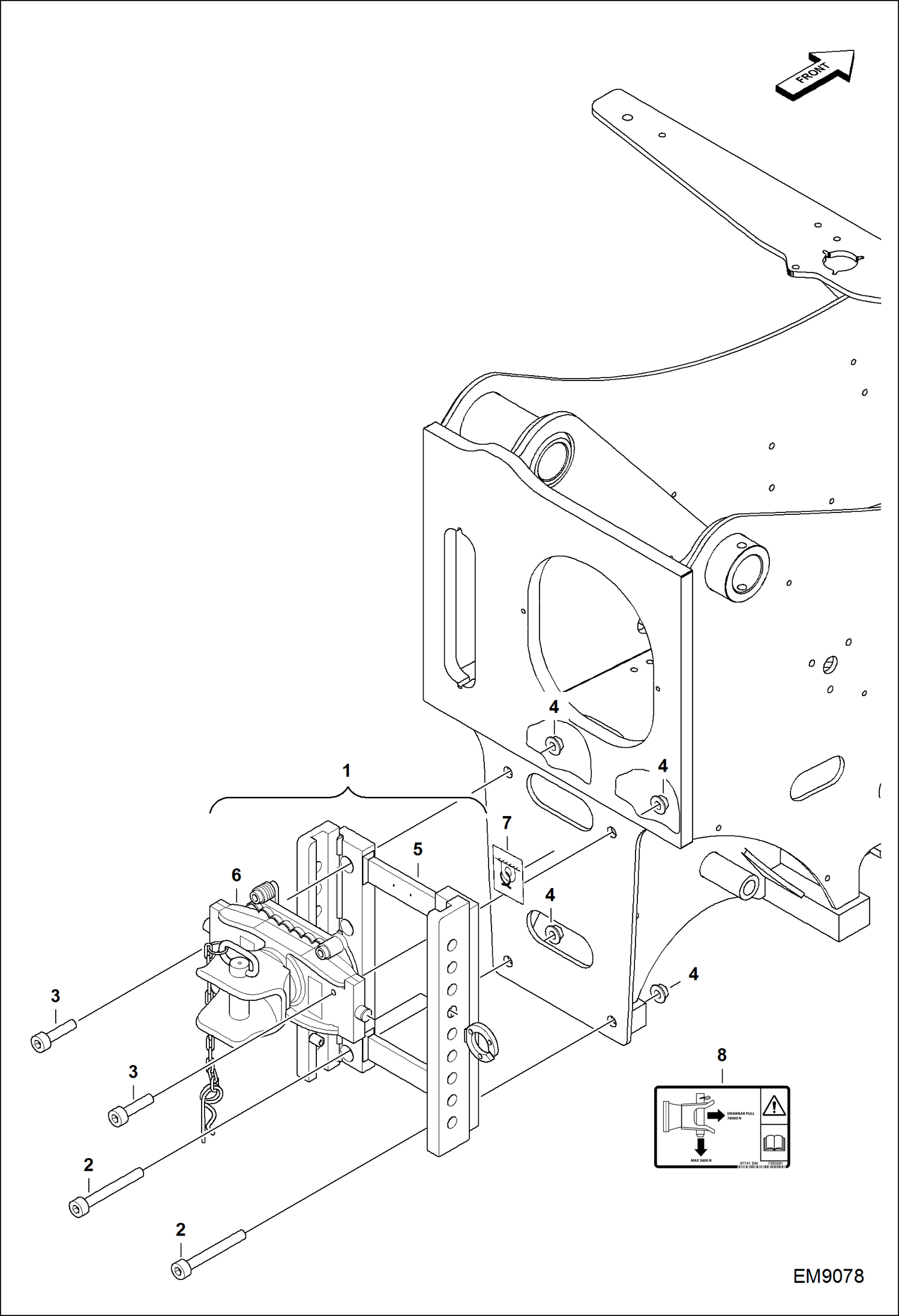 Схема запчастей Bobcat TL360 - HITCH (Adjustable)(EU) ACCESSORIES & OPTIONS