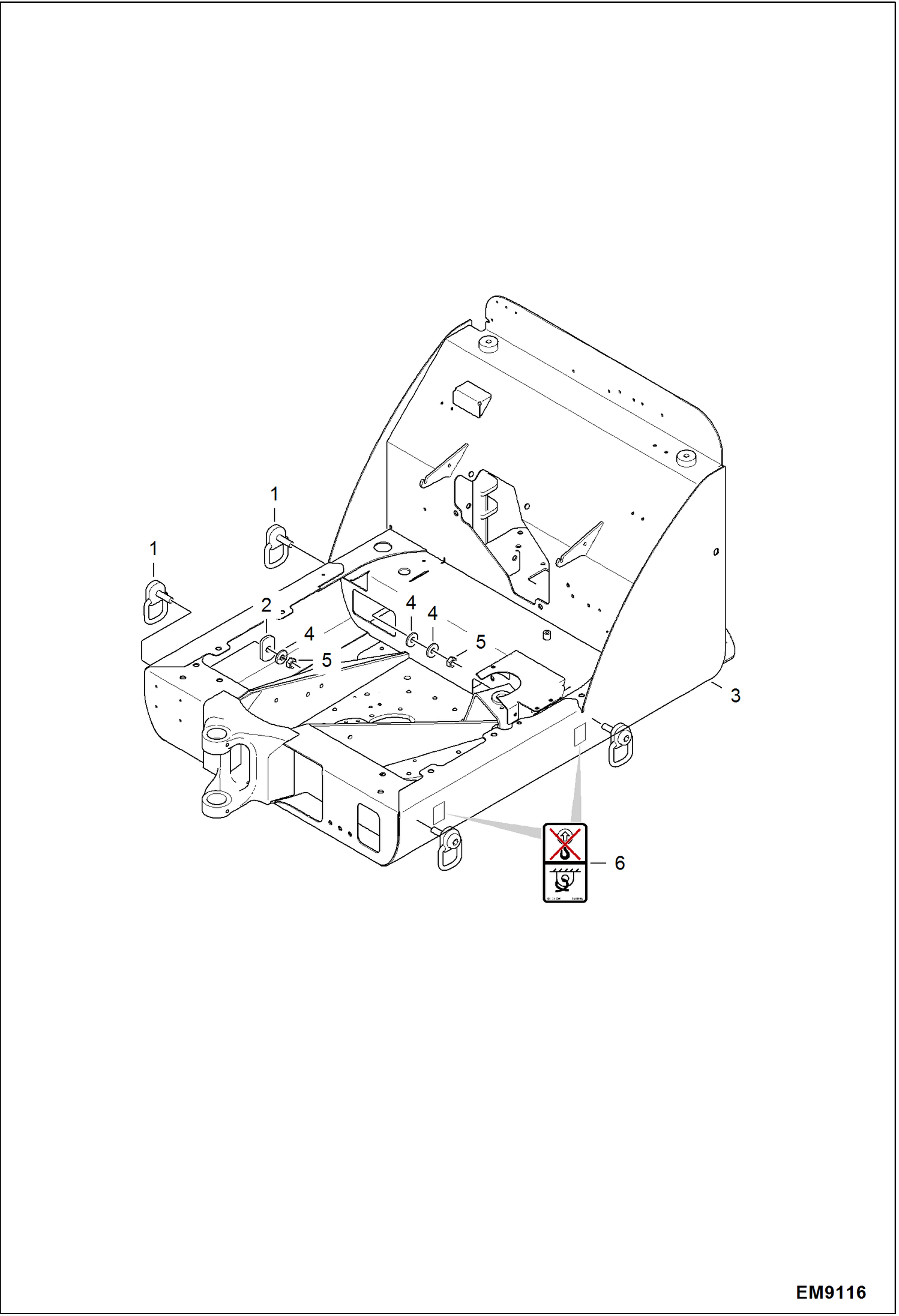 Схема запчастей Bobcat E14 - UPPERSTRUCTURE (Tie Down) ACCESSORIES & OPTIONS
