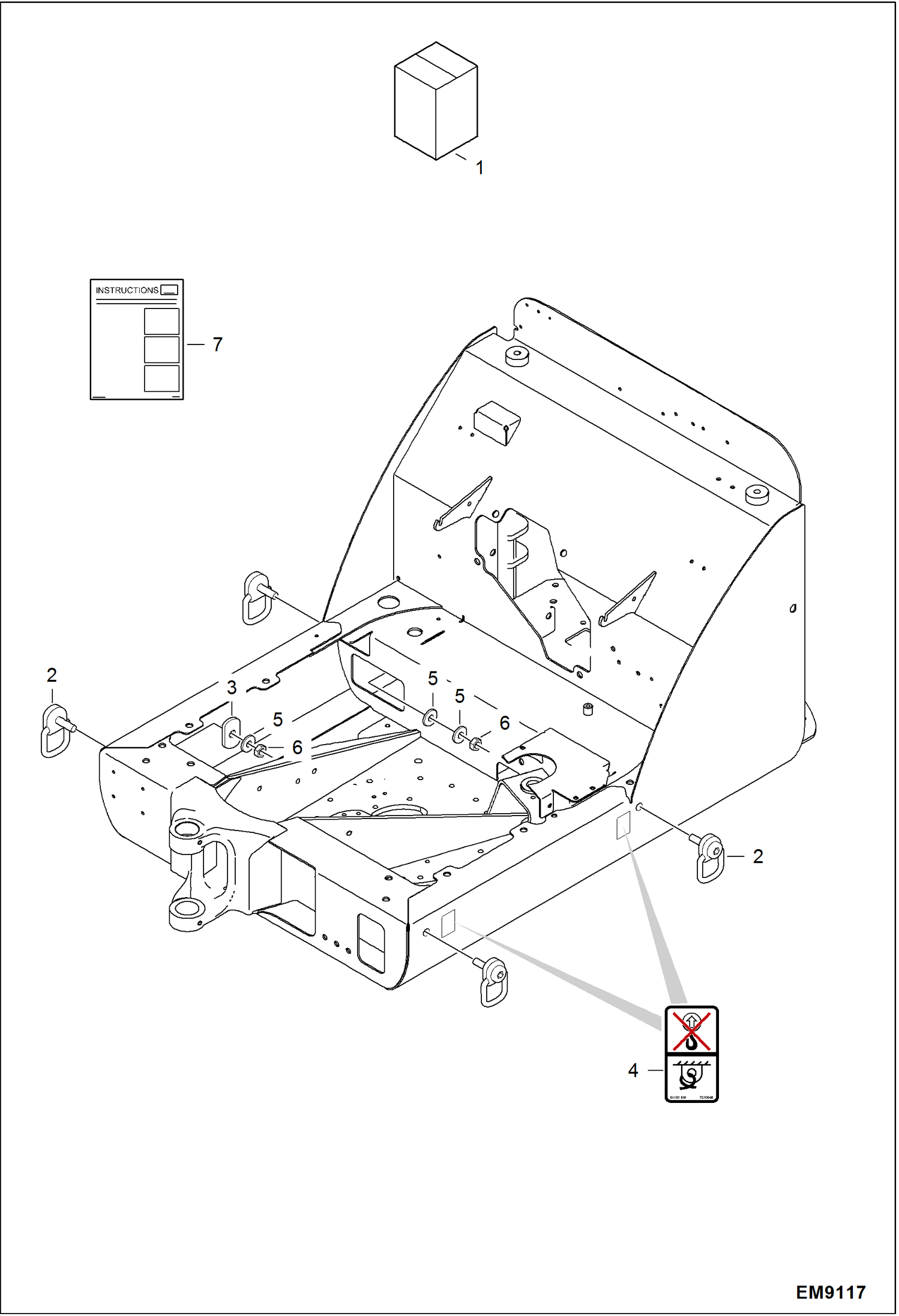 Схема запчастей Bobcat E14 - TIE DOWN POINTS KIT ACCESSORIES & OPTIONS