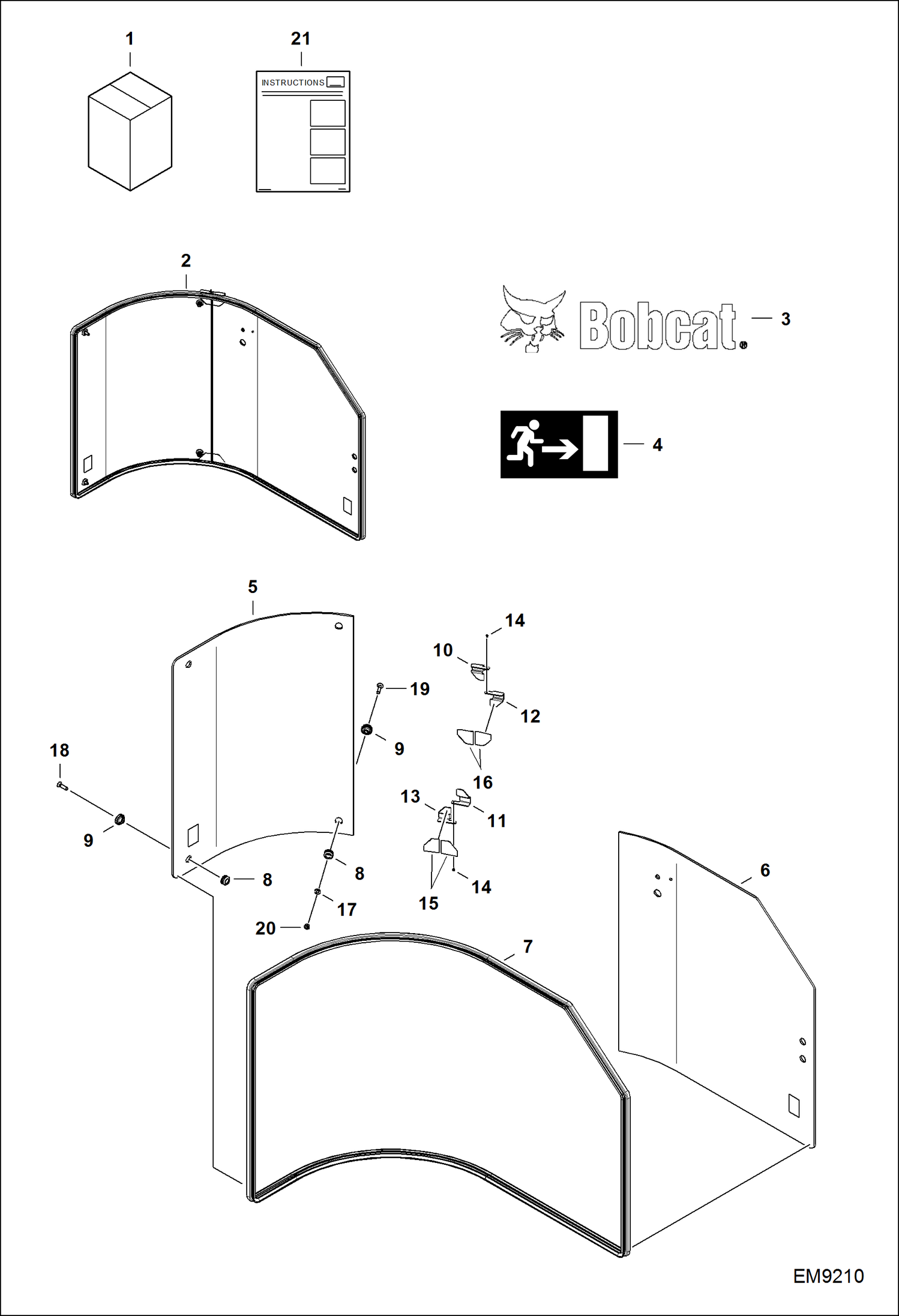 Схема запчастей Bobcat TL360 - REAR WINDOW KIT ACCESSORIES & OPTIONS
