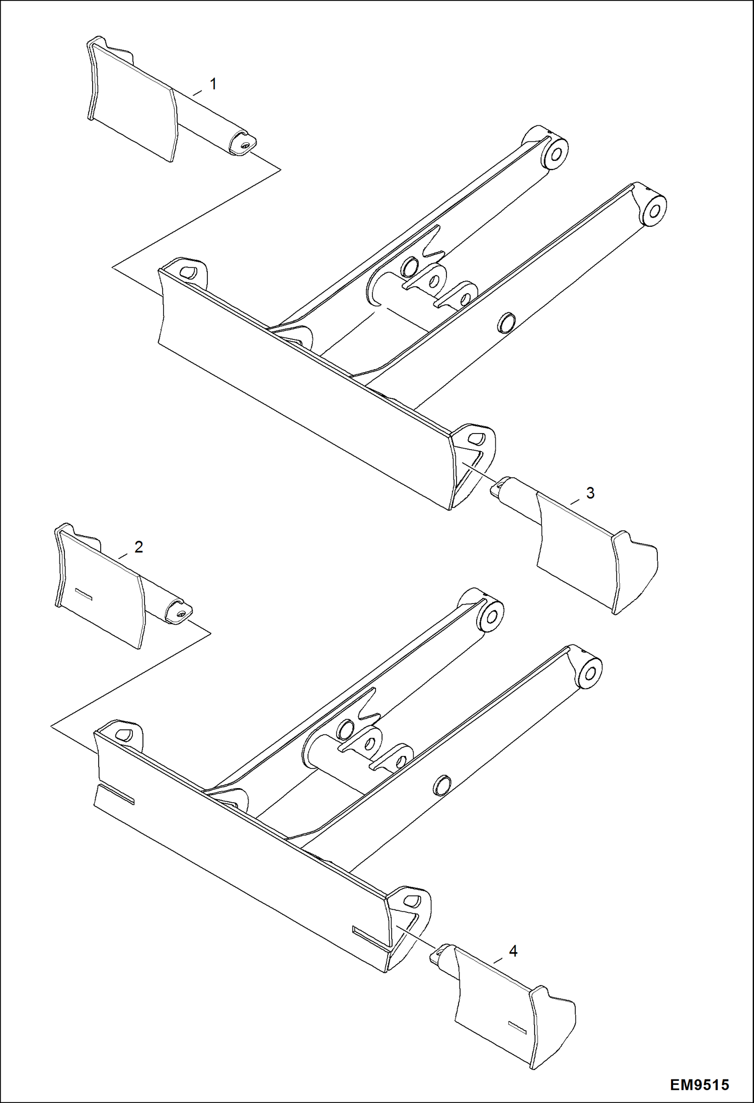 Схема запчастей Bobcat E14 - BLADE EXTENSIONS (Stand) (Only For Expandable Long Blade) ACCESSORIES & OPTIONS
