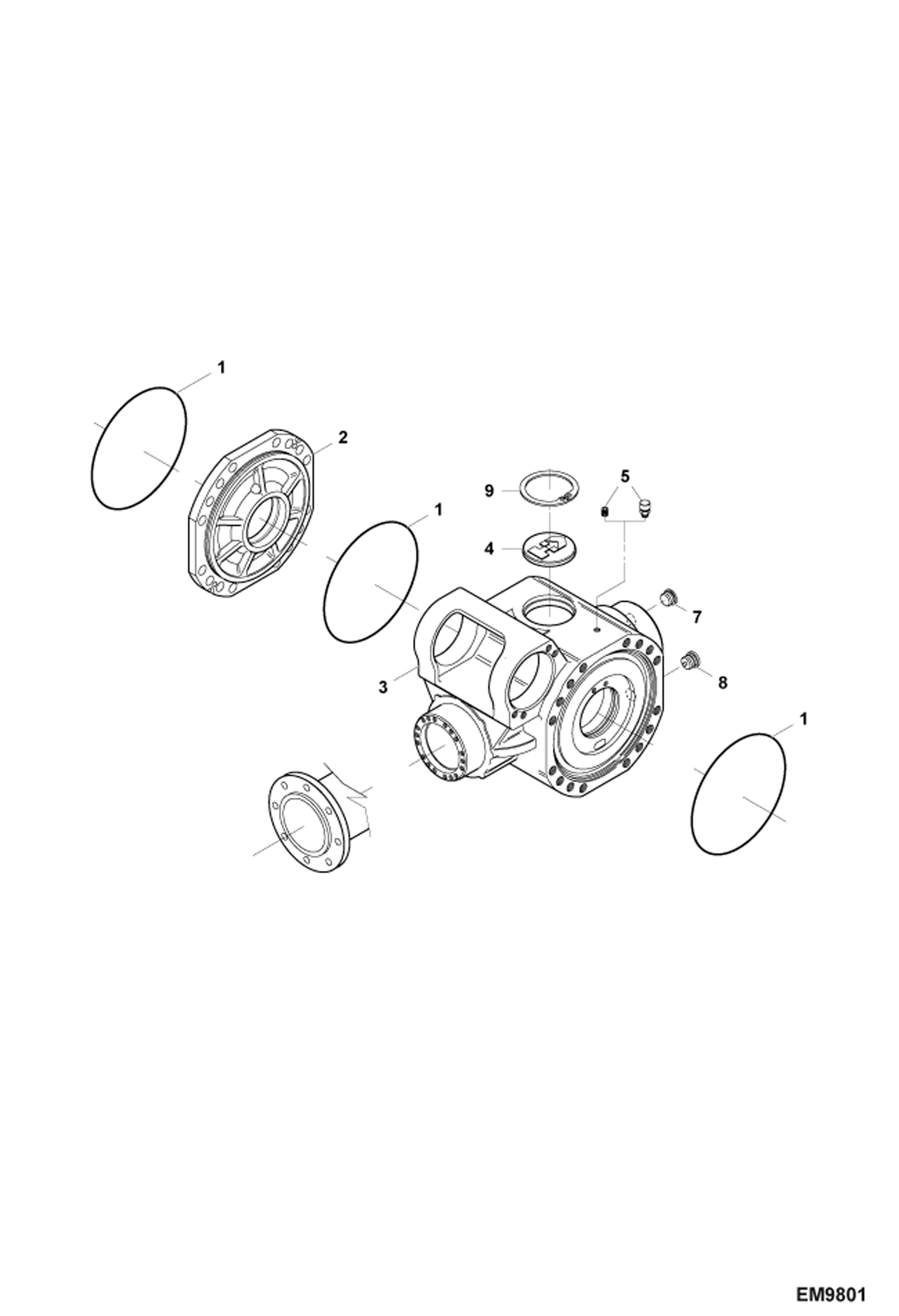 Схема запчастей Bobcat TR38160 - FRONT AXLE DIFFERENTIAL DRIVE SYSTEM