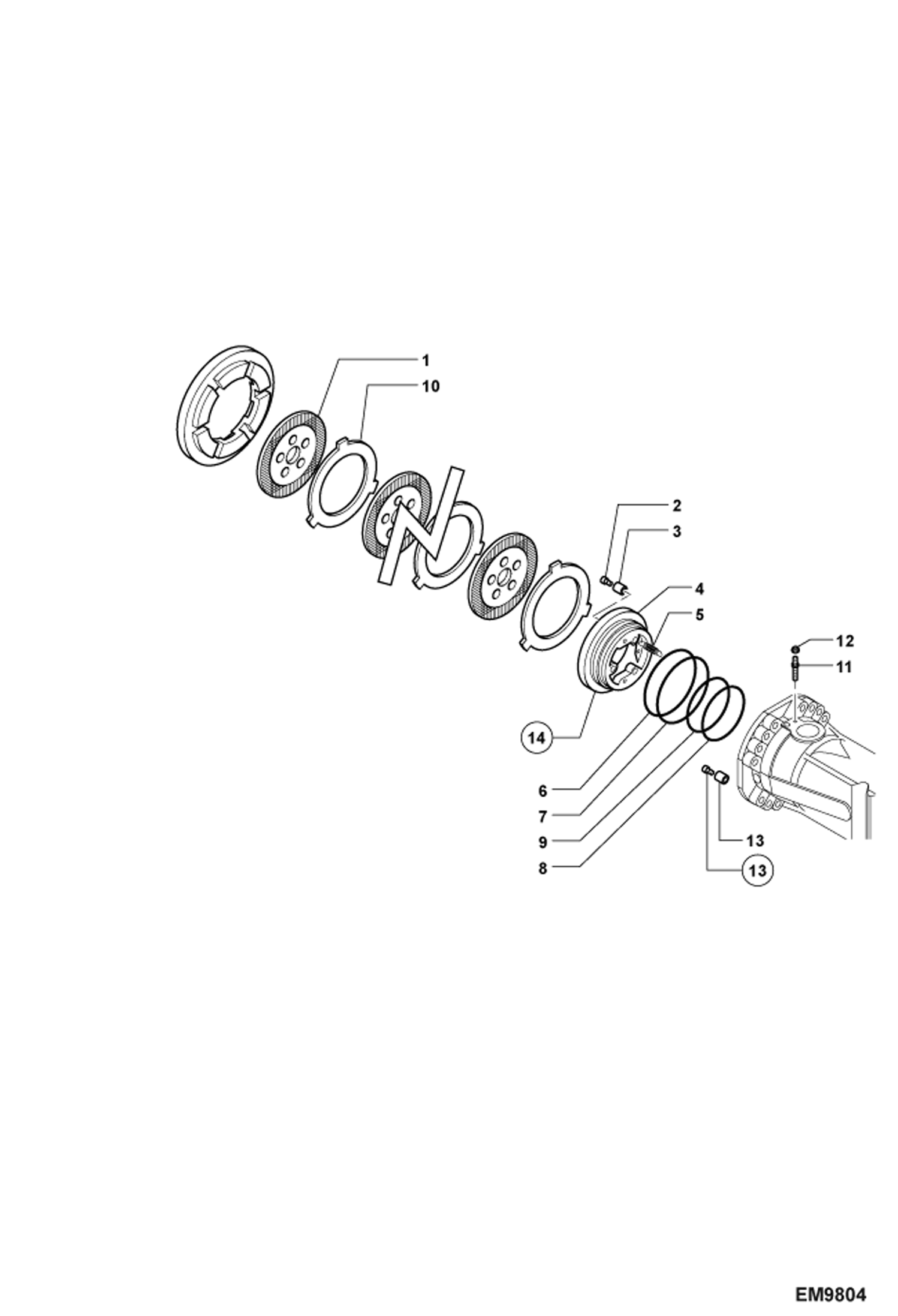 Схема запчастей Bobcat TR38160 - FRONT AXLE DISC BRAKES DRIVE SYSTEM