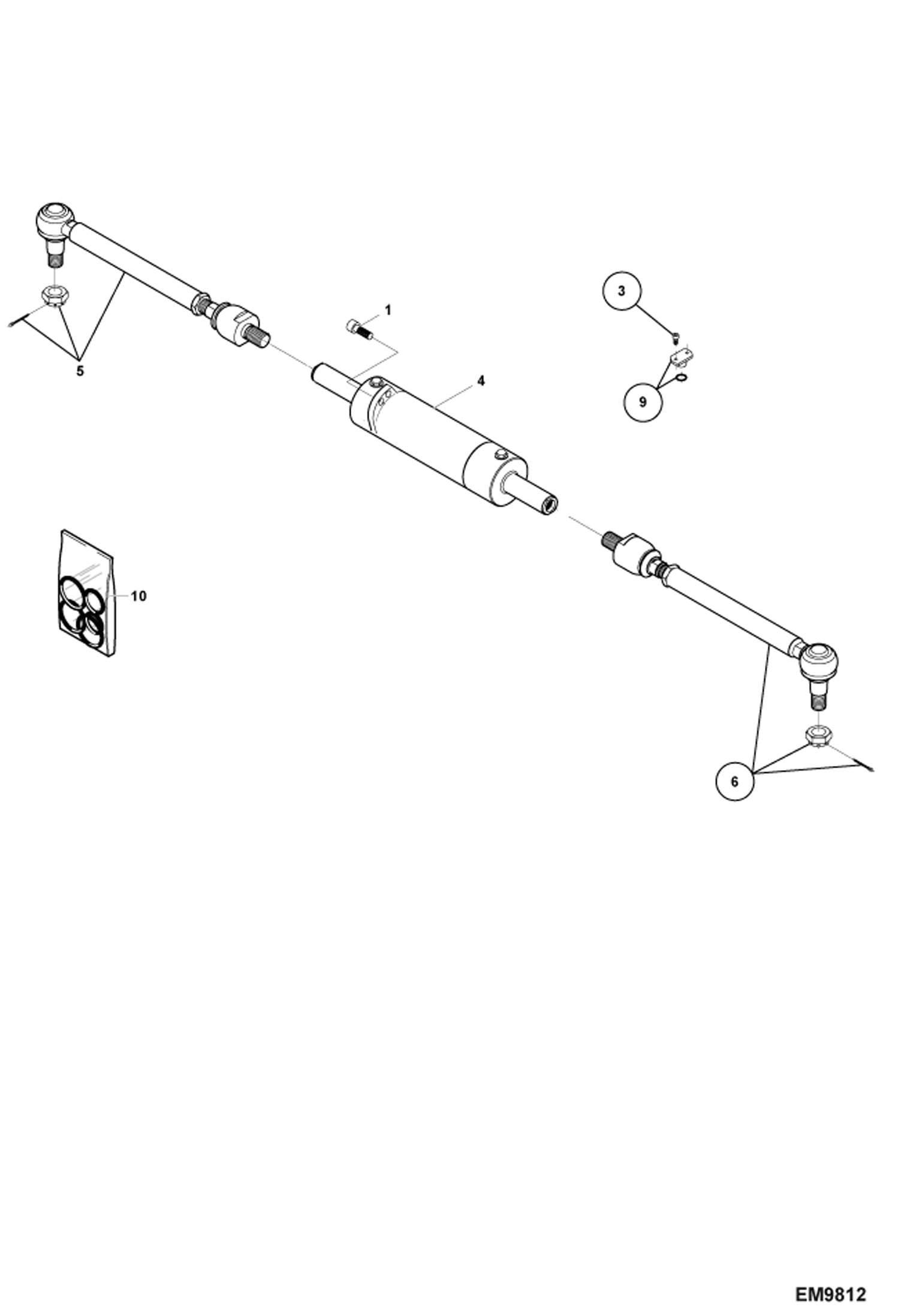 Схема запчастей Bobcat TR38160 - REAR AXLE RODS & CYLINDER DRIVE SYSTEM