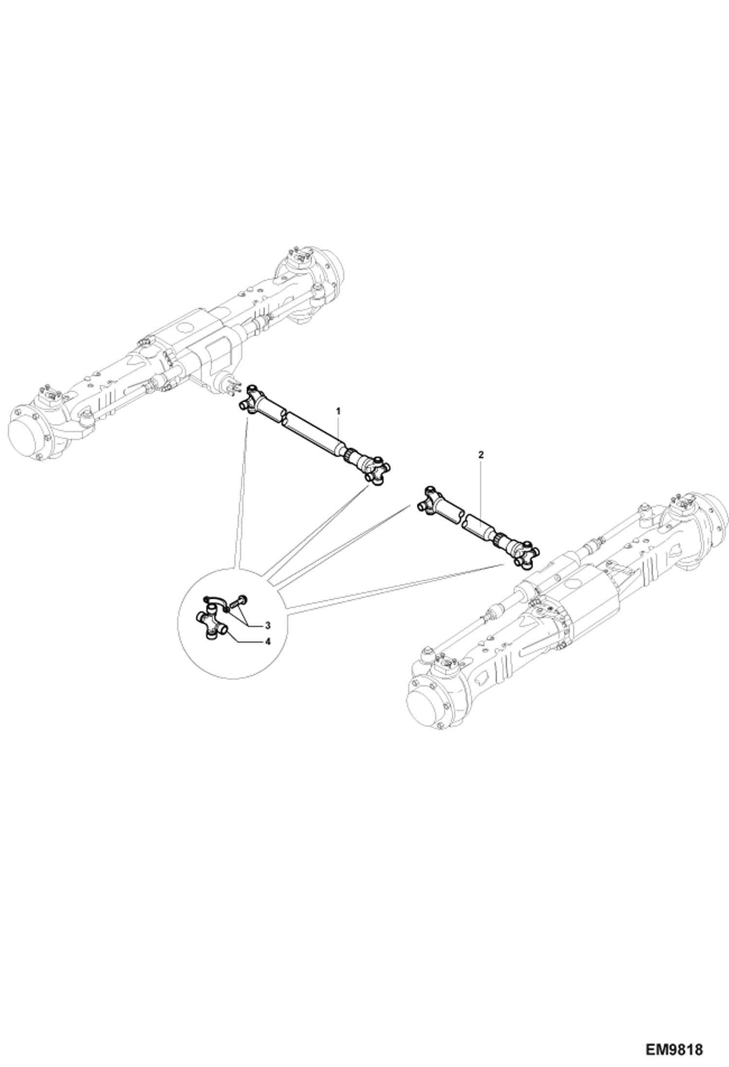 Схема запчастей Bobcat TR38160 - TRANSMISSION SHAFTS DRIVE SYSTEM
