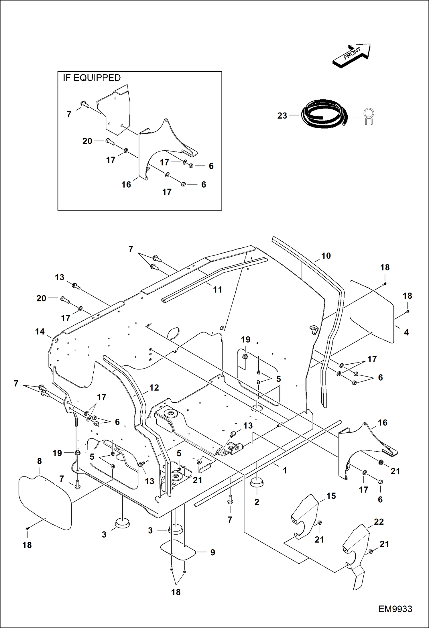Схема запчастей Bobcat TL470HF - ENGINE BASKET & HOOD MAIN FRAME