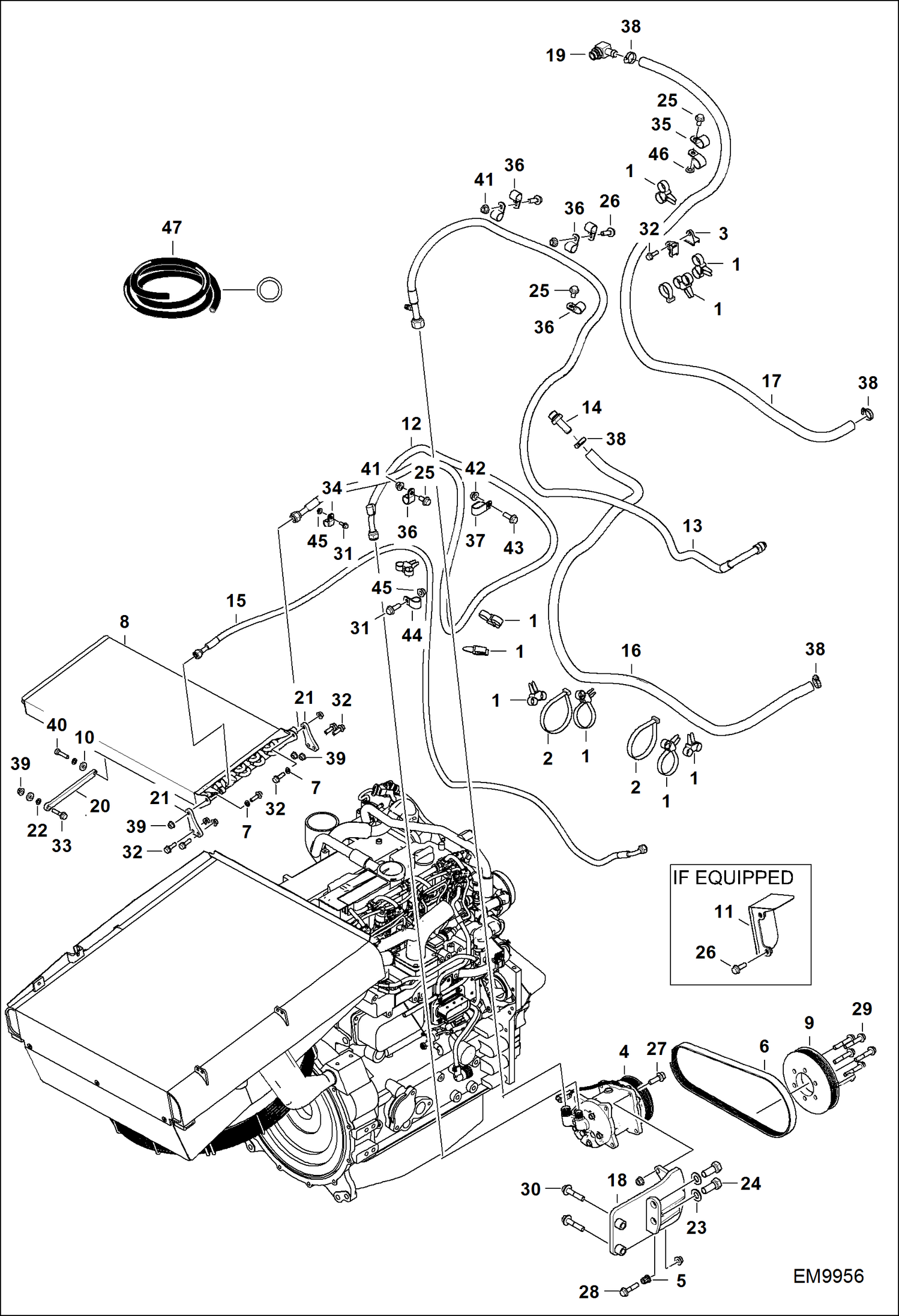 Схема запчастей Bobcat TL470 - AIR CONDITIONING (Engine) ACCESSORIES & OPTIONS