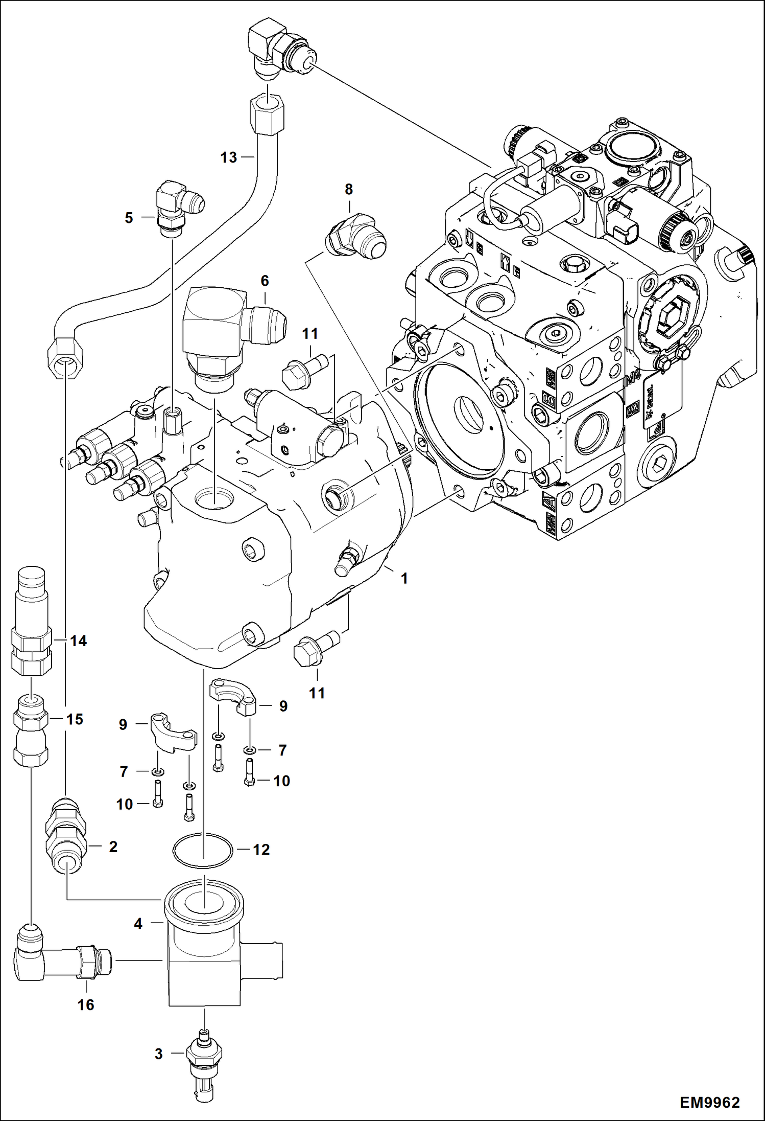Схема запчастей Bobcat TL470HF - HYDRAULIC PUMP HYDRAULIC SYSTEM