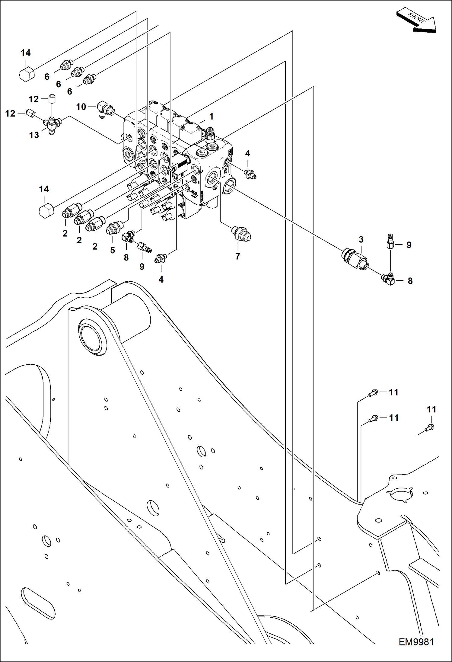 Схема запчастей Bobcat TL470HF - HYDRAULIC CIRCUITRY (Control Valve) HYDRAULIC SYSTEM