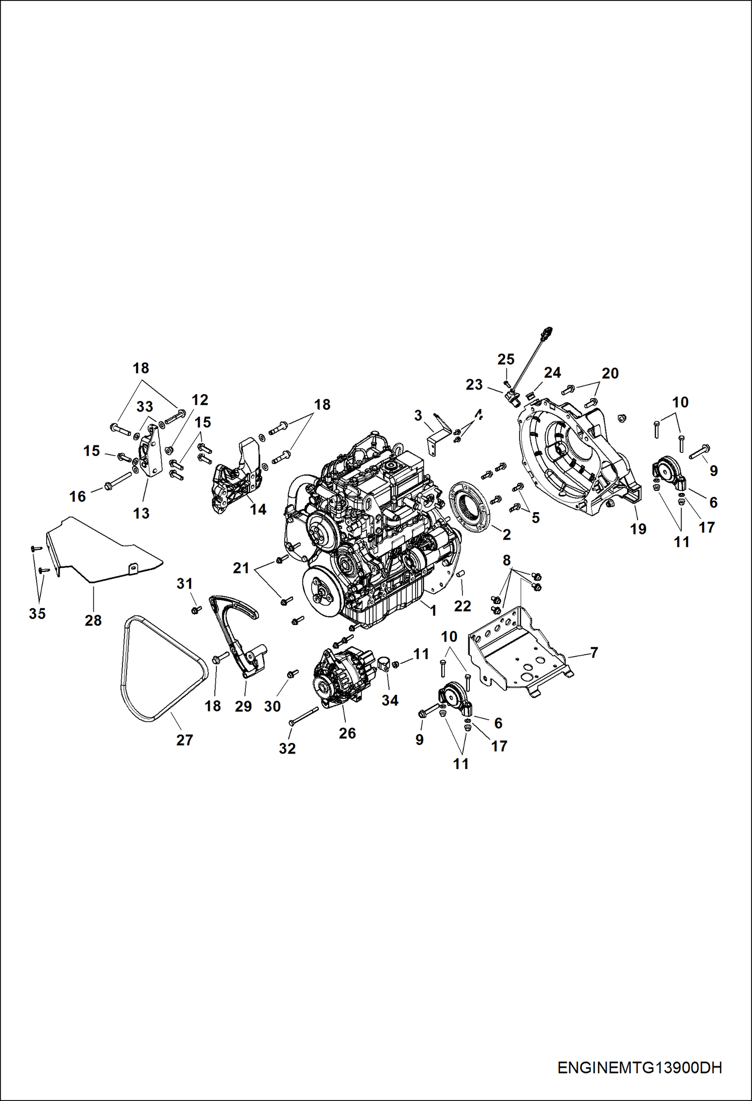 Схема запчастей Bobcat 3600 - ENGINE, MOUNTING POWER UNIT