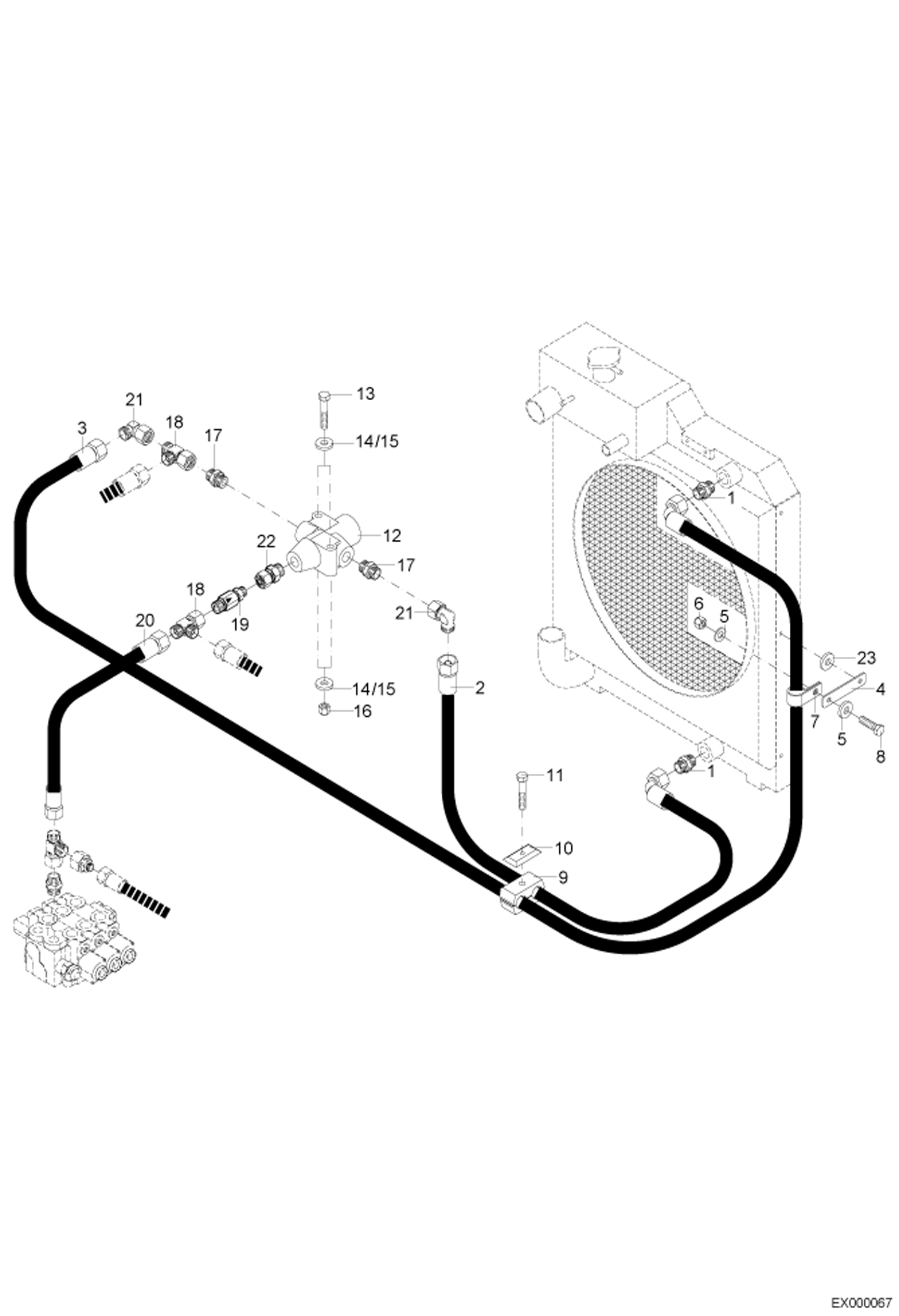 Схема запчастей Bobcat 444 - OIL COOLER POWER UNIT