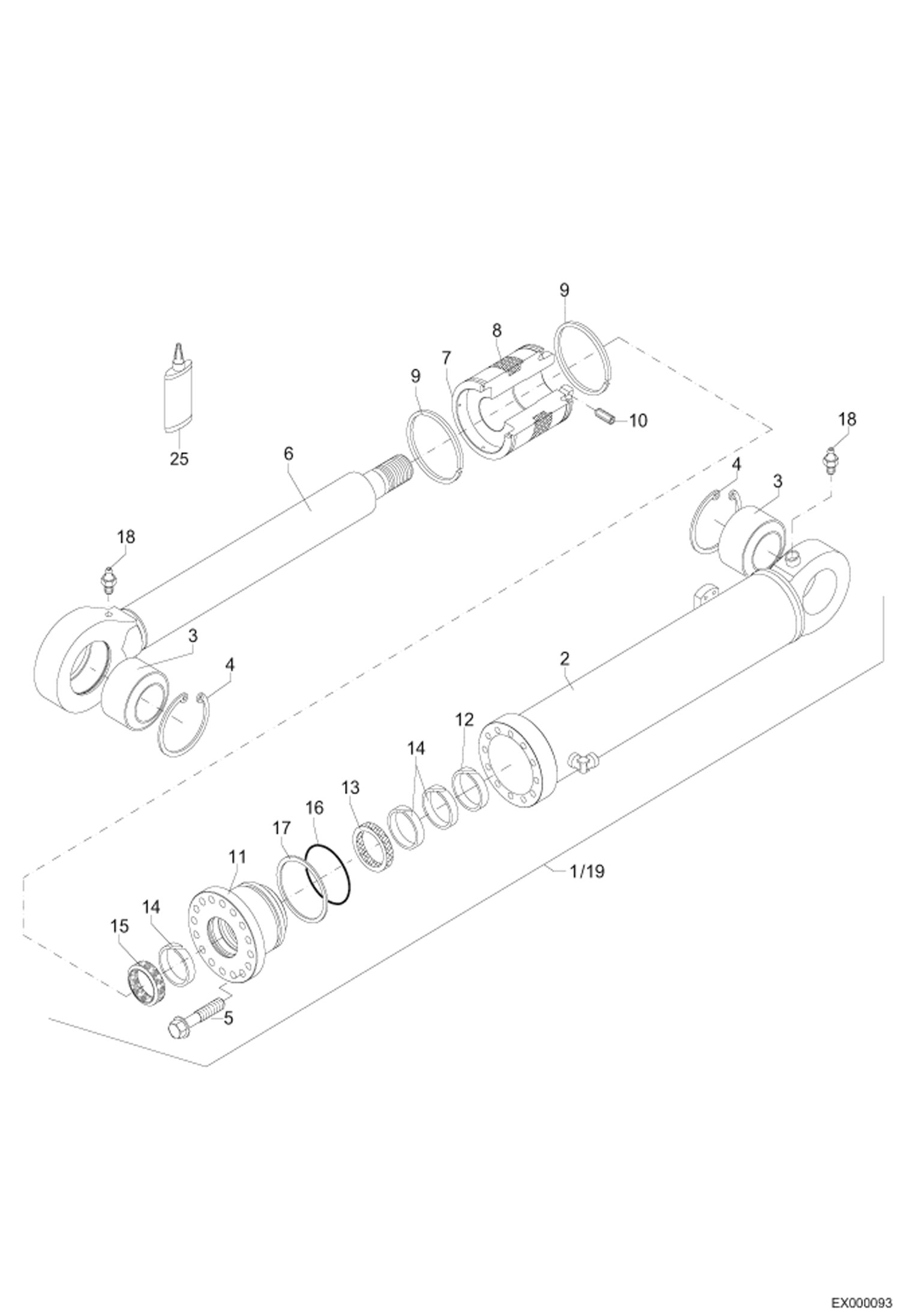 Схема запчастей Bobcat 444 - BOOM - ARTICULATED BOOM HYDRAULIC CYLINDER Z 120/70 HYDRAULIC INSTALLATION