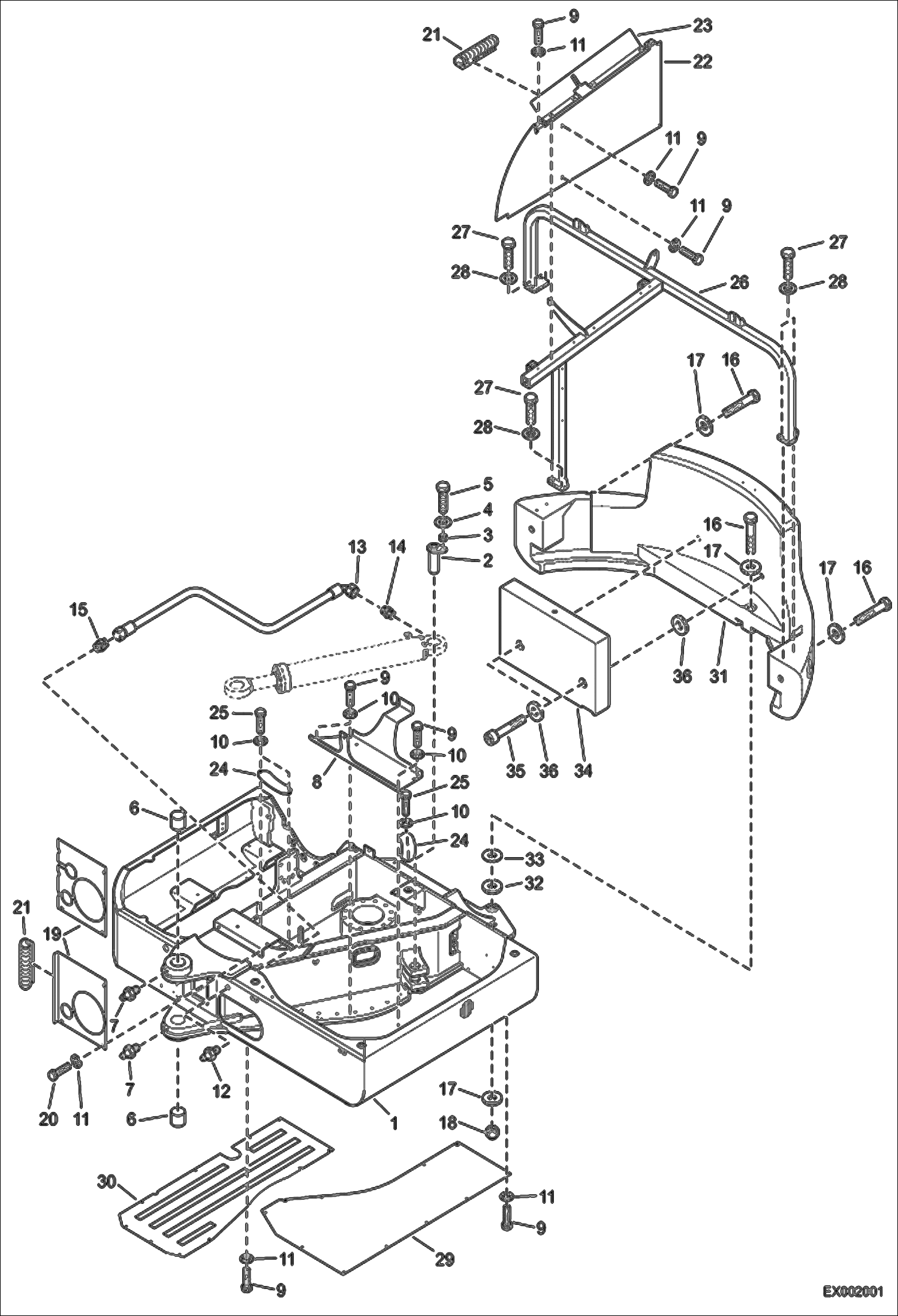 Схема запчастей Bobcat 442 - UPPERCARRIAGE MAIN FRAME