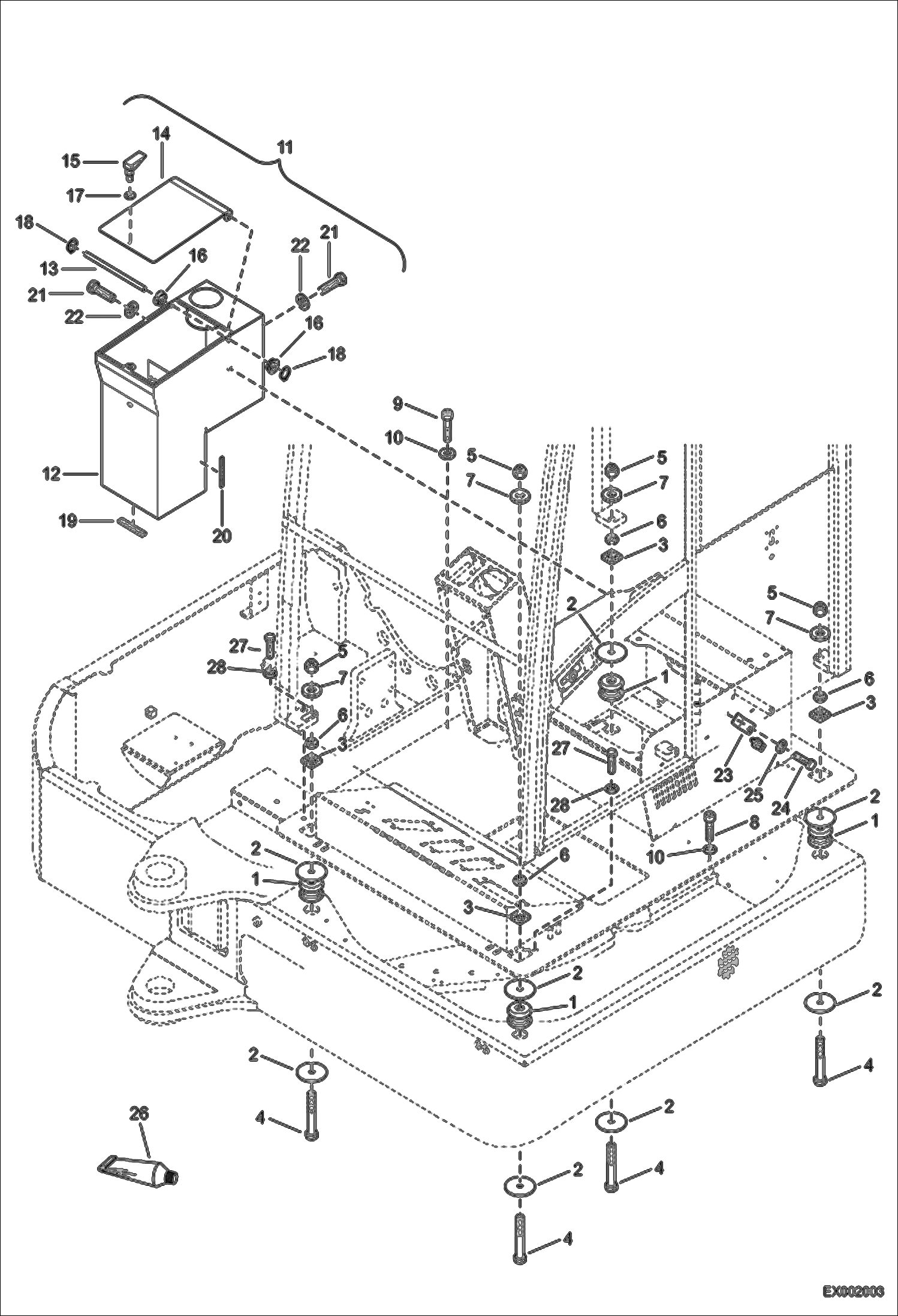 Схема запчастей Bobcat 442 - CAB MOUNTING MAIN FRAME