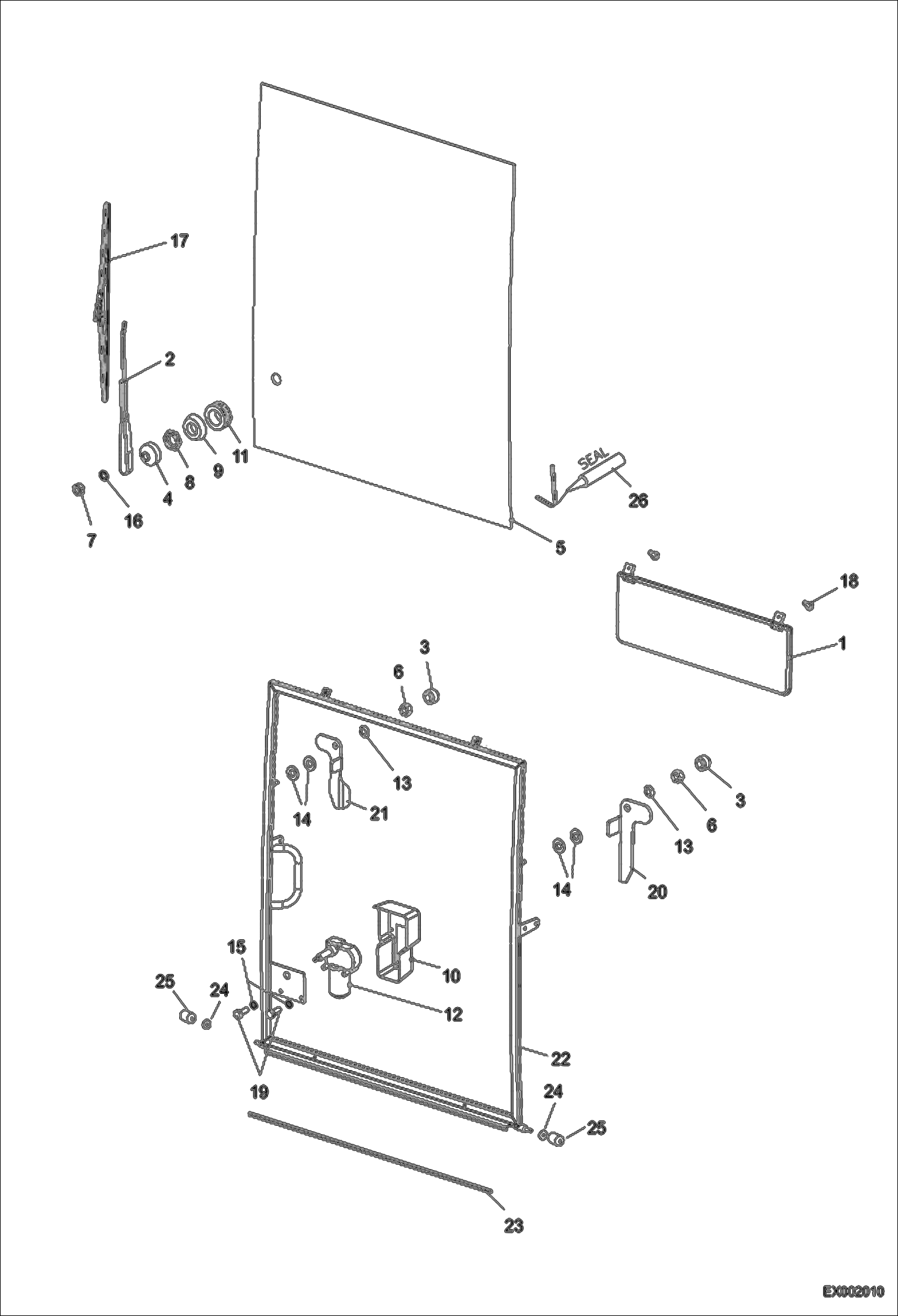 Схема запчастей Bobcat 442 - CAB ROLLER PANE MAIN FRAME