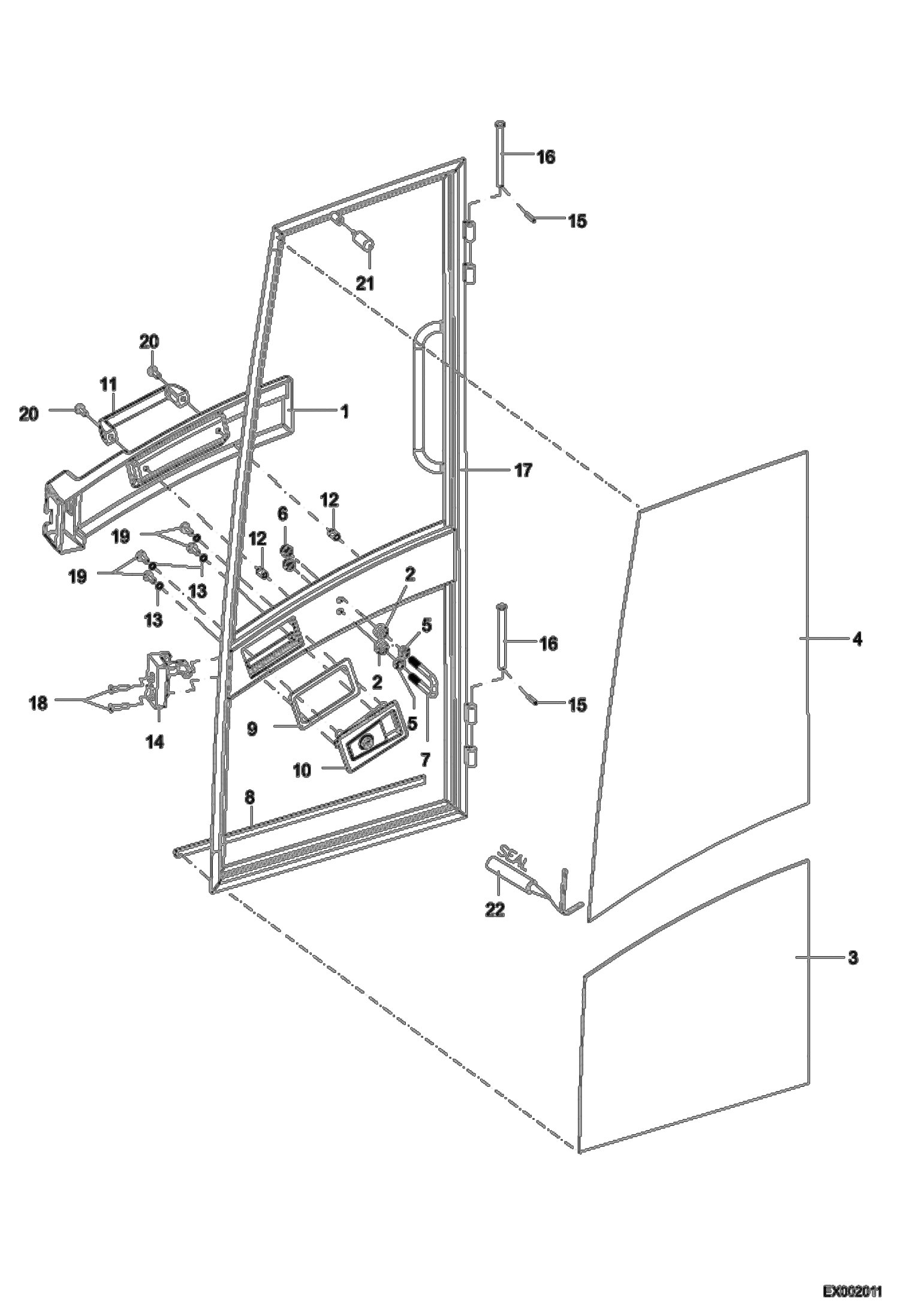 Схема запчастей Bobcat 442 - CAB DOOR MAIN FRAME