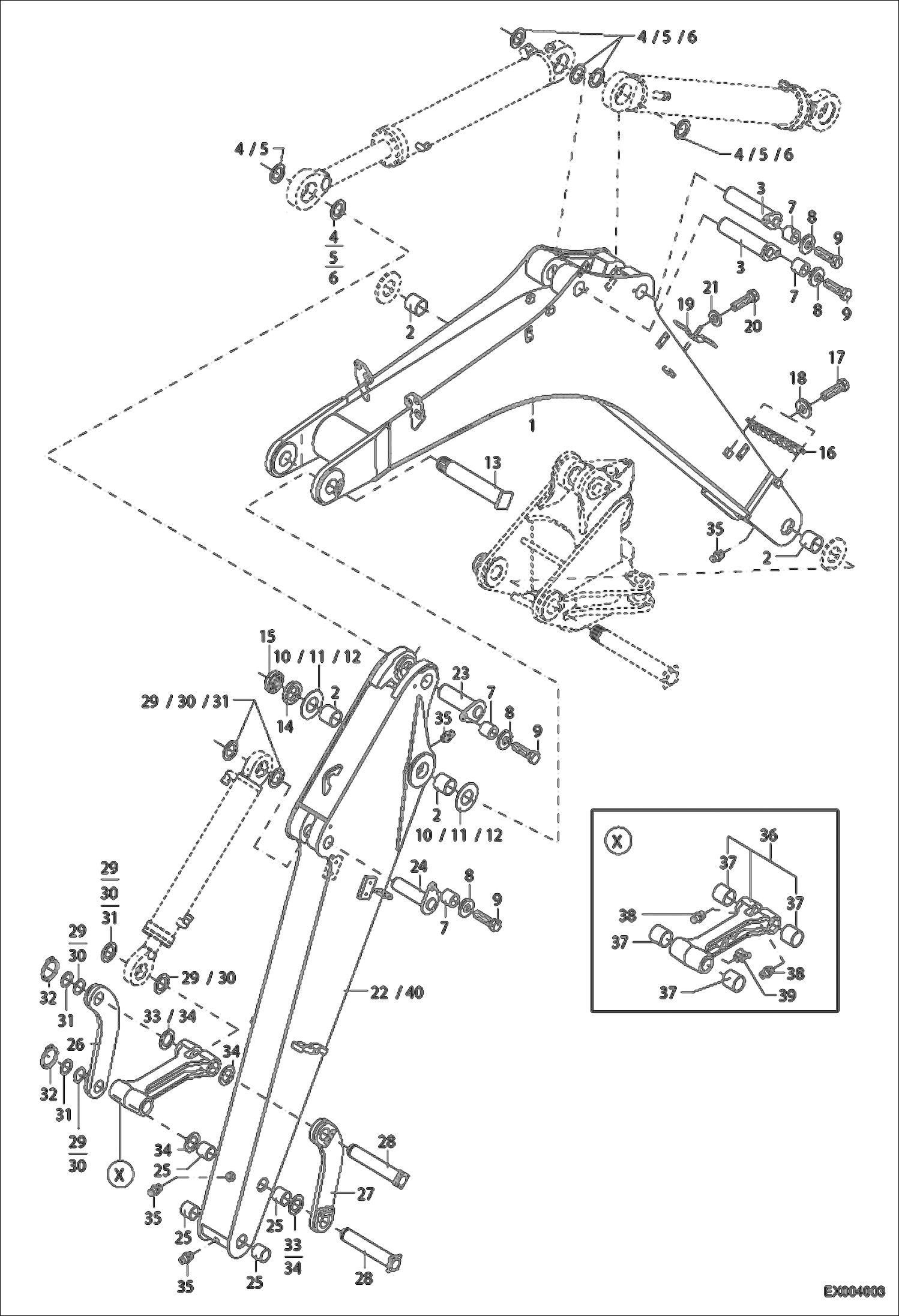 Схема запчастей Bobcat 442 - MONO BOOM WORK EQUIPMENT