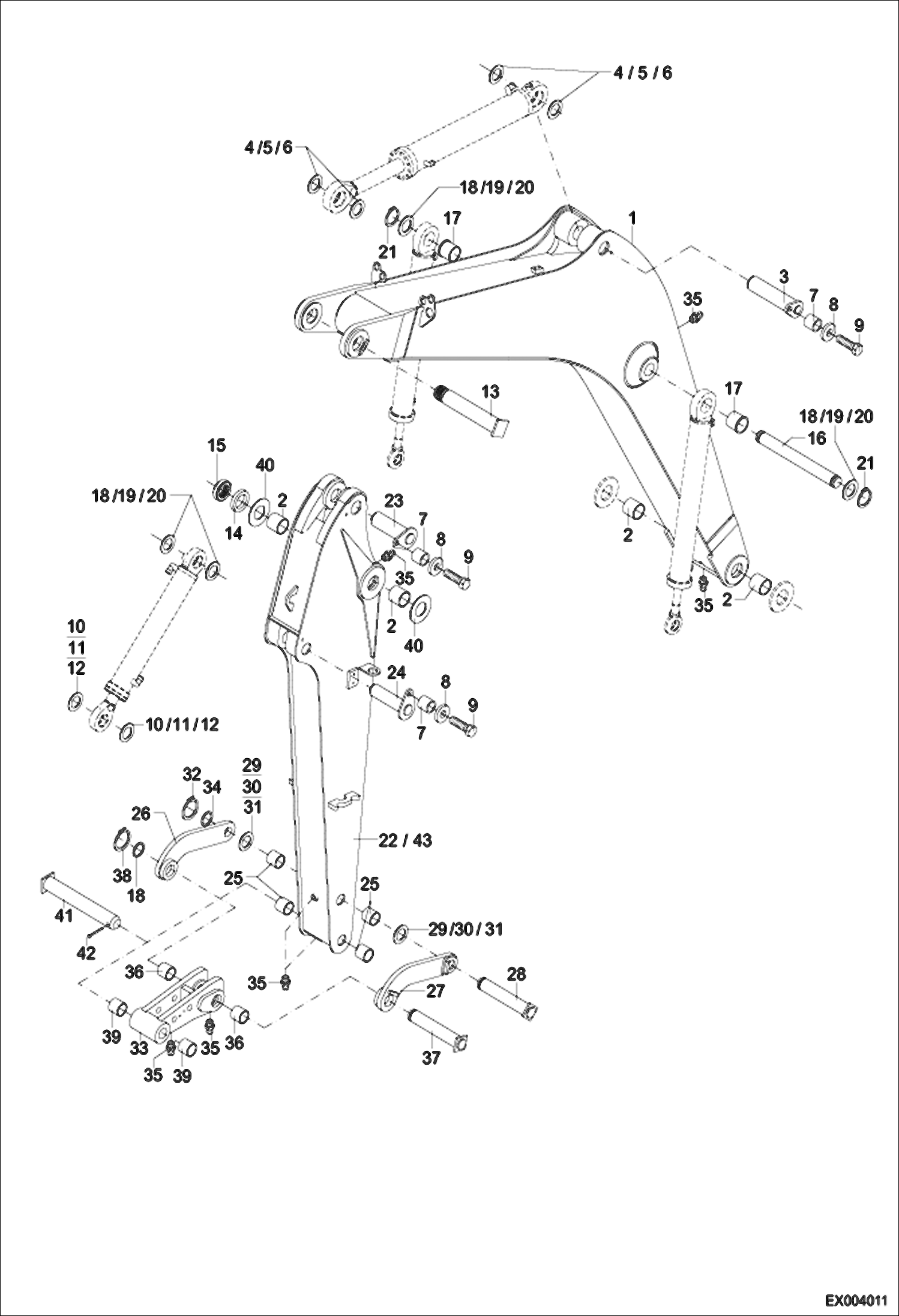 Схема запчастей Bobcat 444 - BOOM, DIPPER ARM - MONO WORK EQUIPMENT