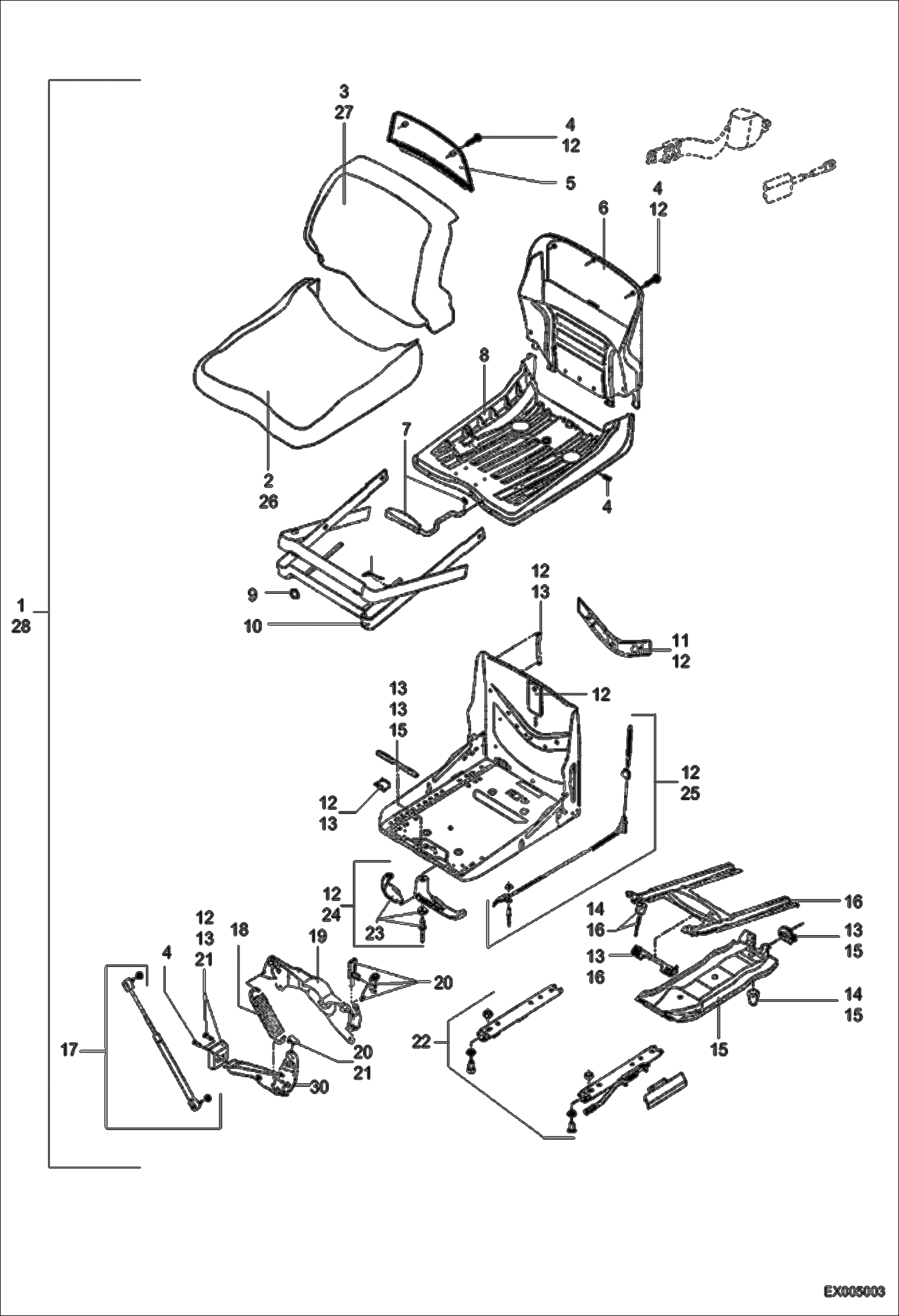 Схема запчастей Bobcat 442 - OPERATOR SEAT - MSG20 CONTROLS