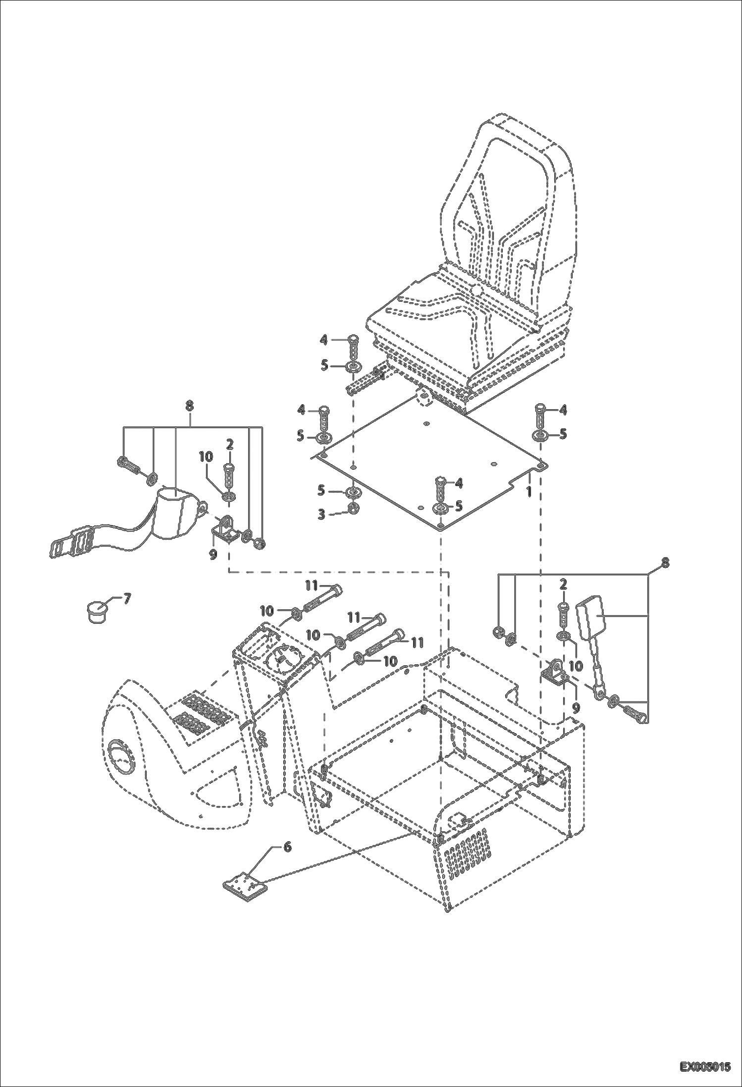 Схема запчастей Bobcat 442 - SEAT CONSOLE (MGS85) CONTROLS