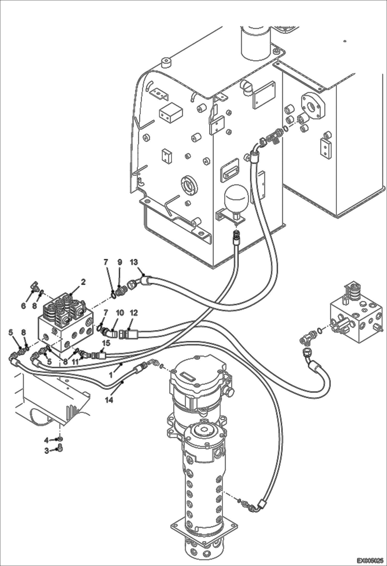Схема запчастей Bobcat E55W - HYDRAULIC CIRCUITRY (Brake Piping Part 3) HYDRAULIC SYSTEM