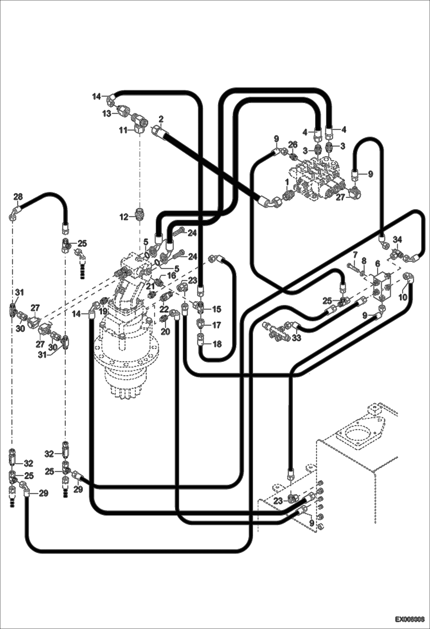 Схема запчастей Bobcat 442 - SLEW EQUIPMENT HYDRAULIC SYSTEM