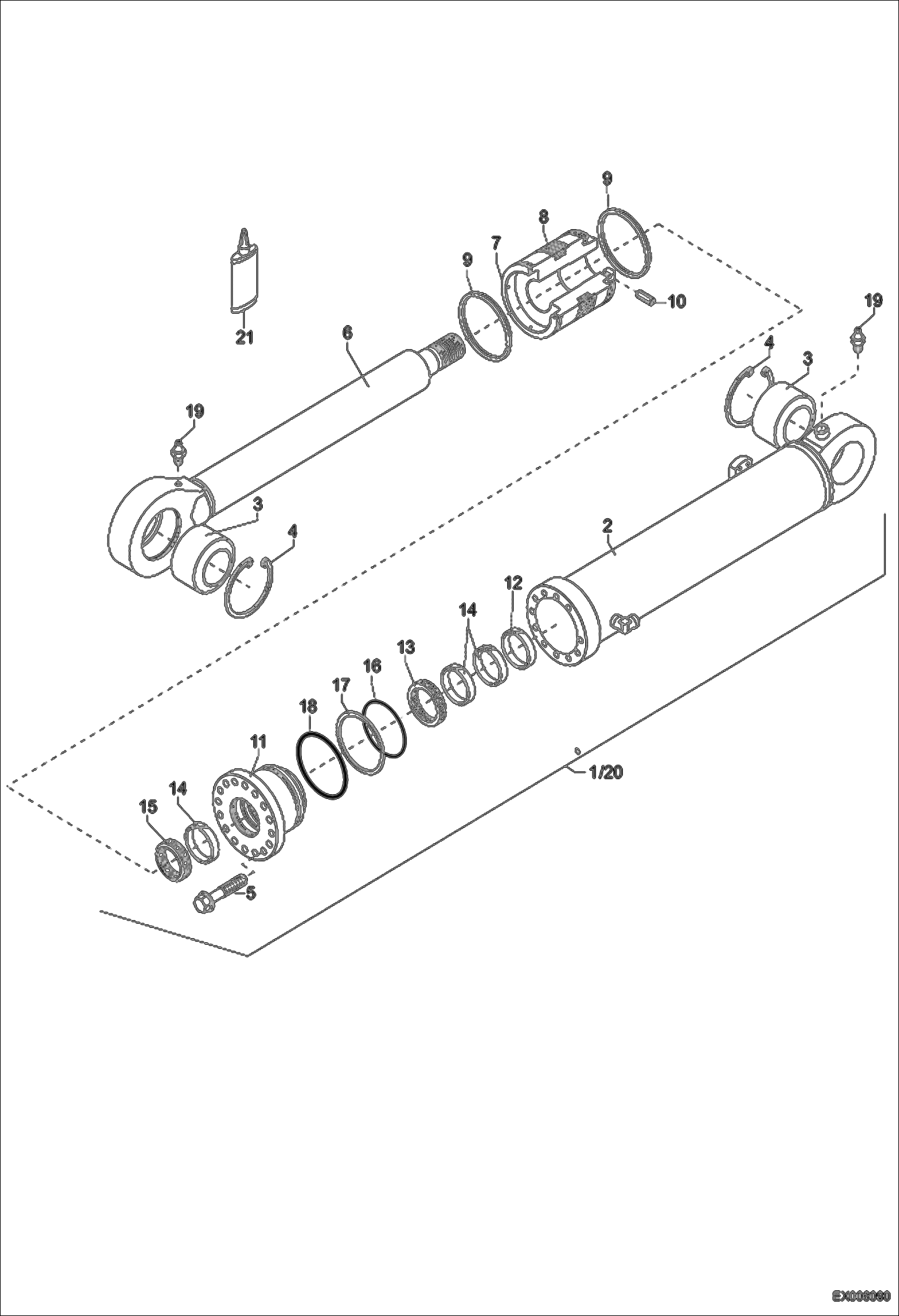 Схема запчастей Bobcat 444 - BOOM - ARTICULATED BOOM HYDRAULIC CYLINDER (Z120/70) HYDRAULIC SYSTEM