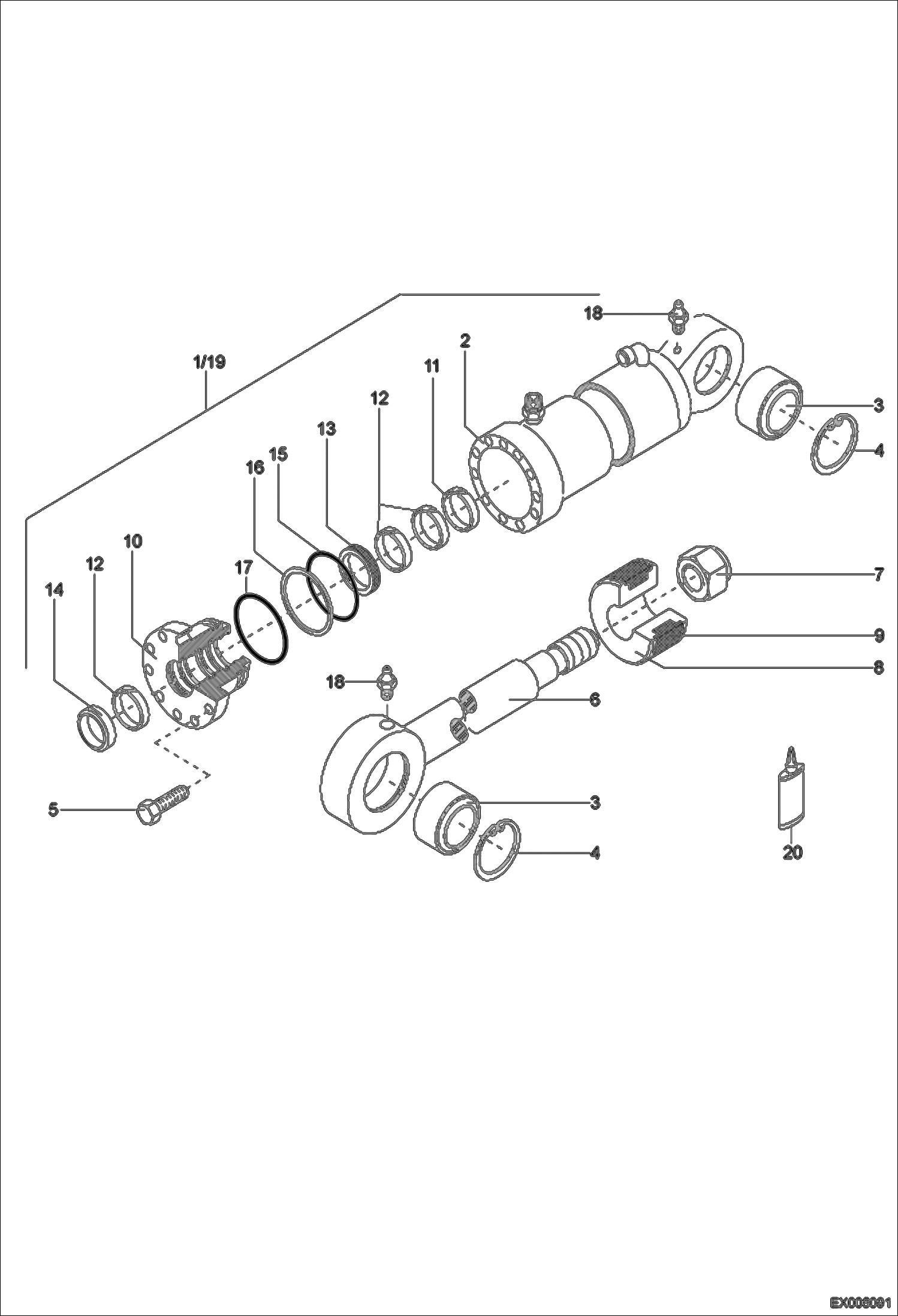Схема запчастей Bobcat 444 - INTERMEDIATE BOOM - ARTICULATED BOOM CYLINDER (Z90/50) HYDRAULIC SYSTEM