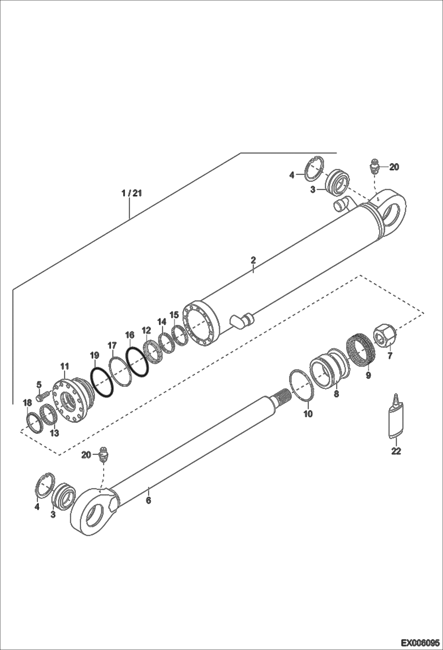 Схема запчастей Bobcat 444 - BUCKET - MONO BOOM HYDRAULIC CYLINDER (Z105/70) HYDRAULIC SYSTEM