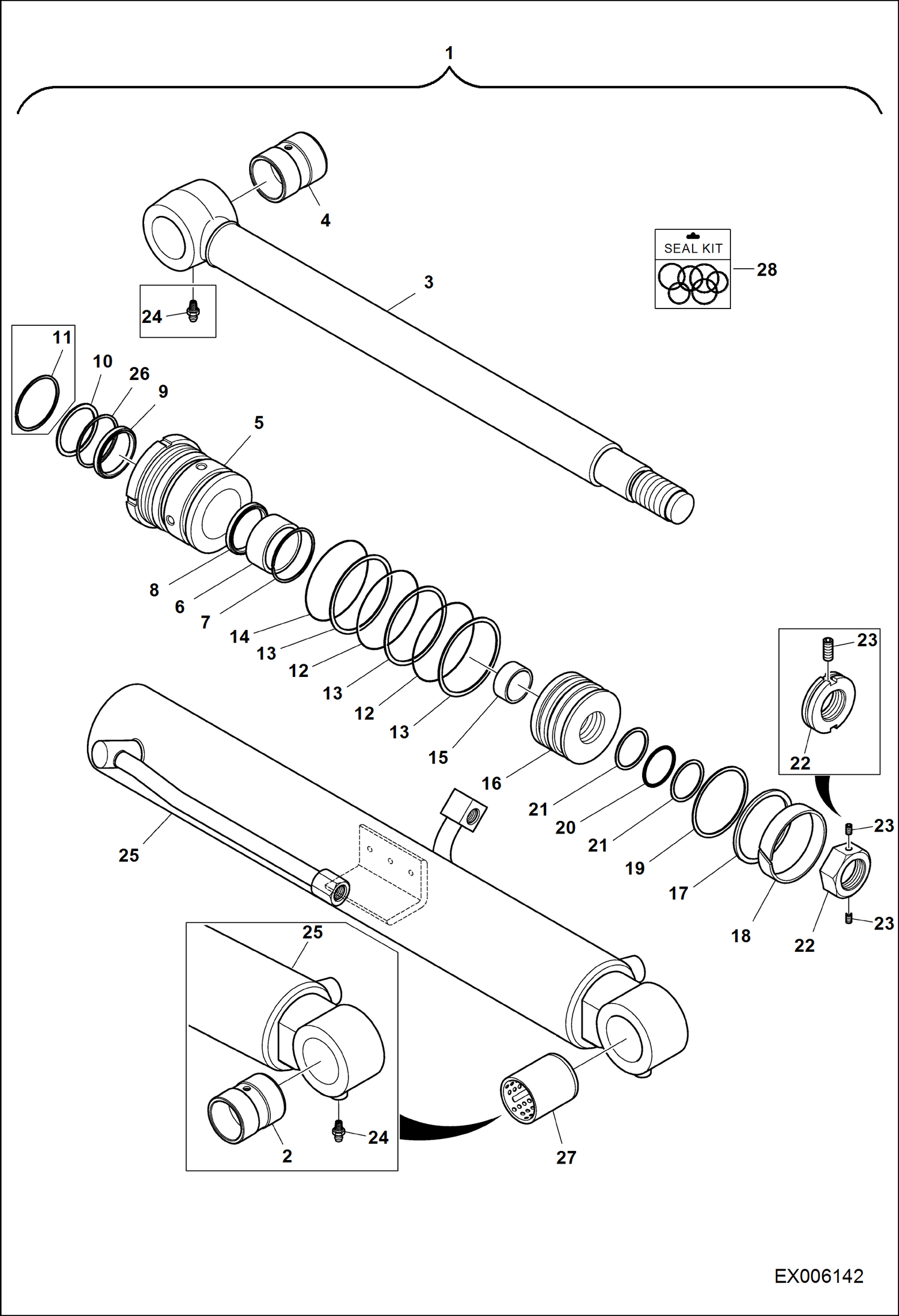 Схема запчастей Bobcat E55W - BOOM CYLINDER (W/Lock Valve) HYDRAULIC SYSTEM